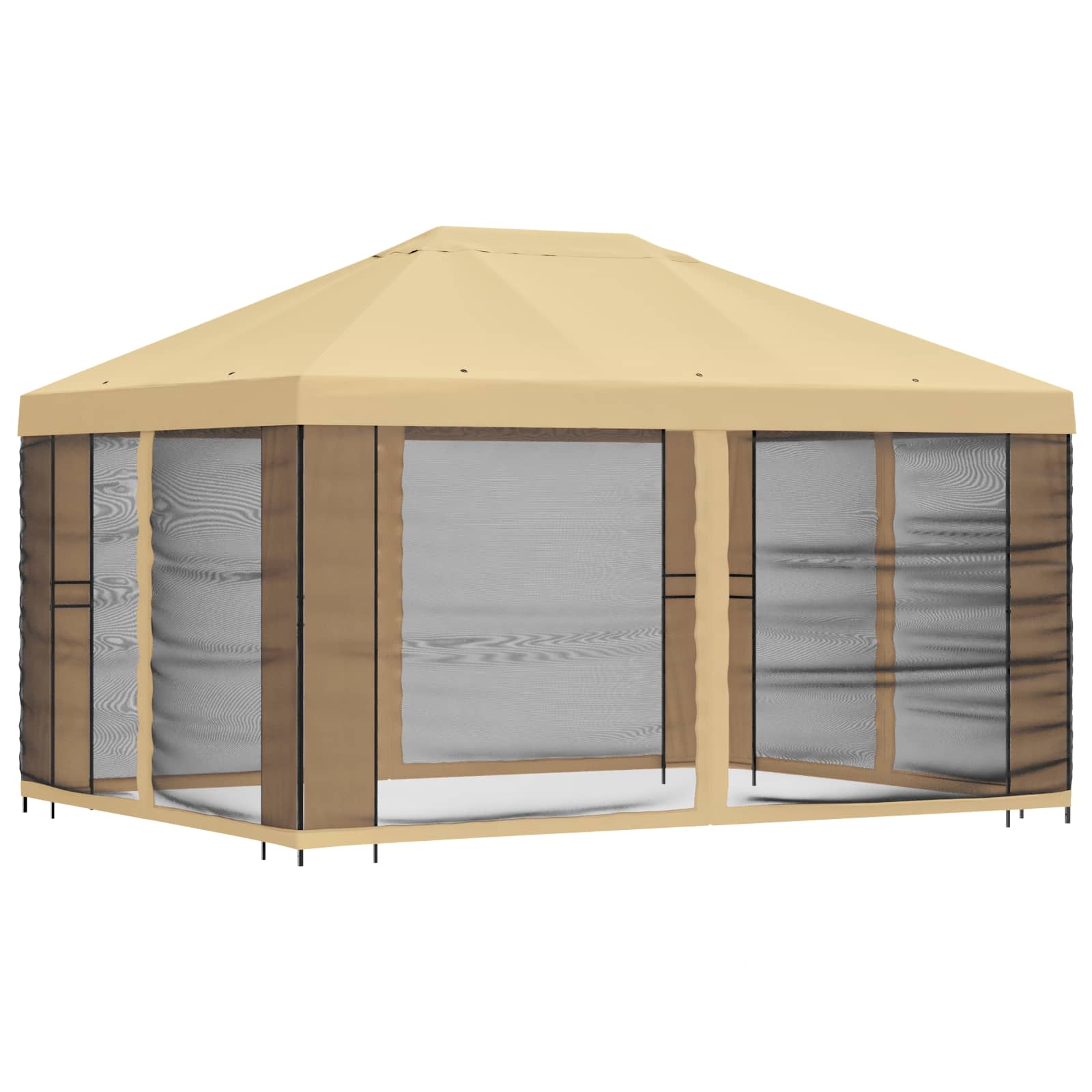 Dārza lapene ar sānu sienām 4 × 3 m Krēmkrāsas