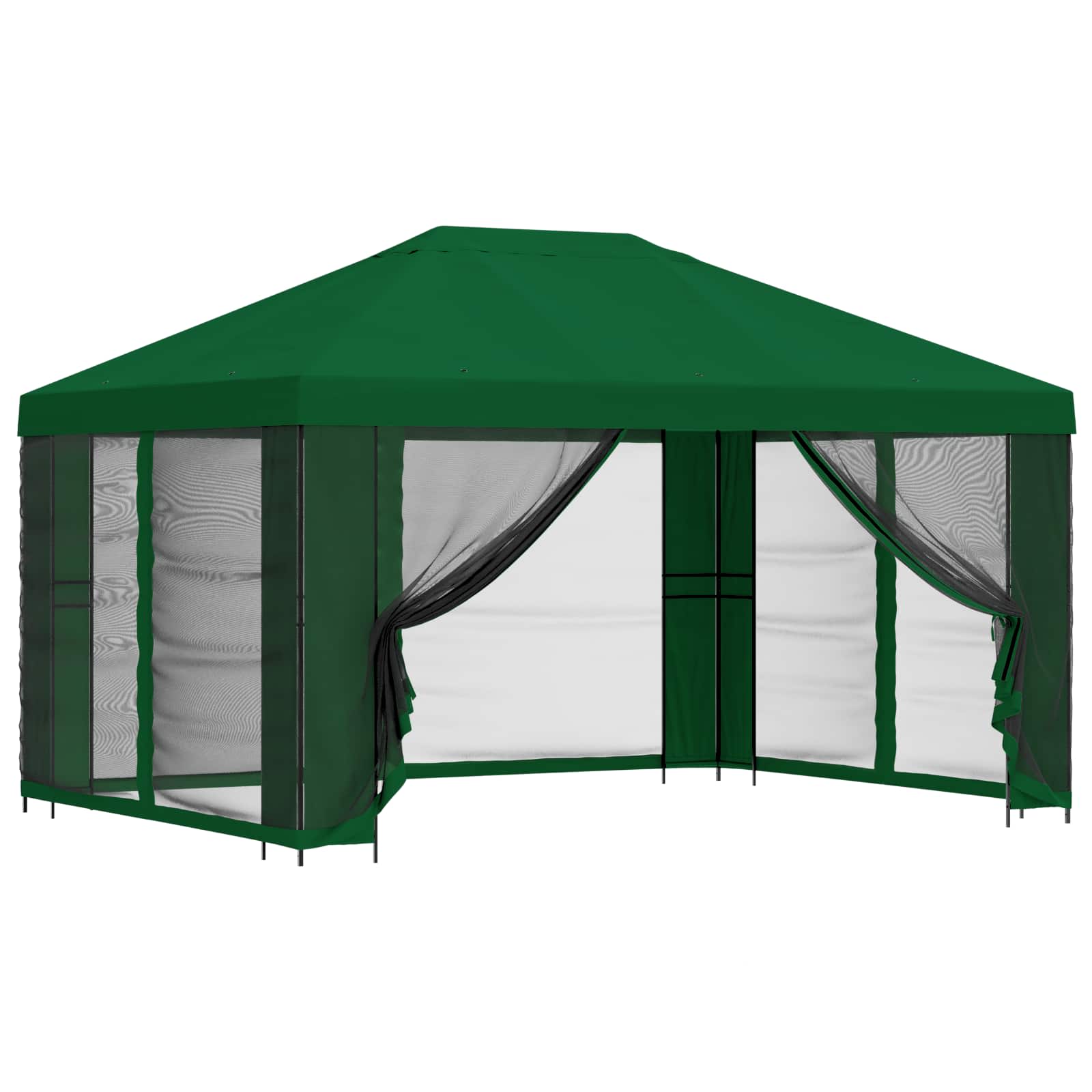 Dārza lapene ar sānu sienām 4 × 3 m Zaļa
