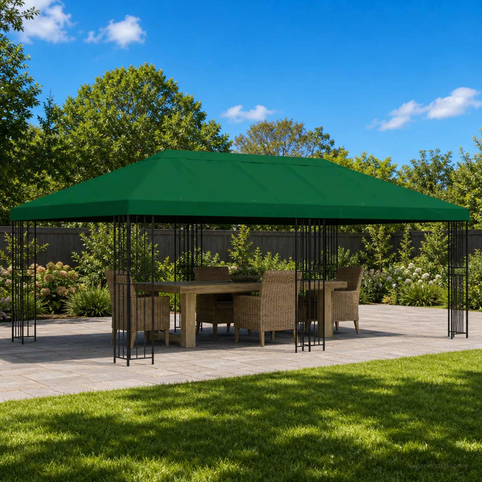 Paviliono kanapės danga 6 x 3 m Žalia Poliesteris 190