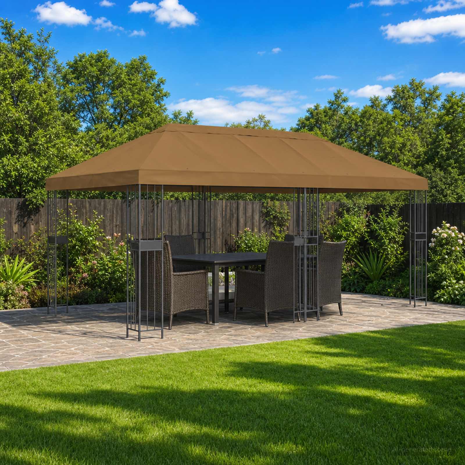 Paviliono kanapės danga 6 x 3 m Taupe Poliesteris 190