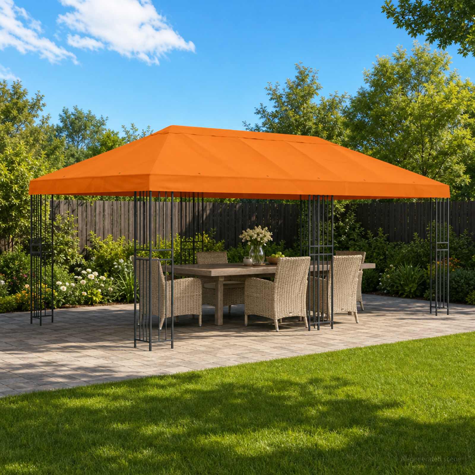 Paviliono kanapės danga 6 x 3 m Oranžinė Poliesteris 190