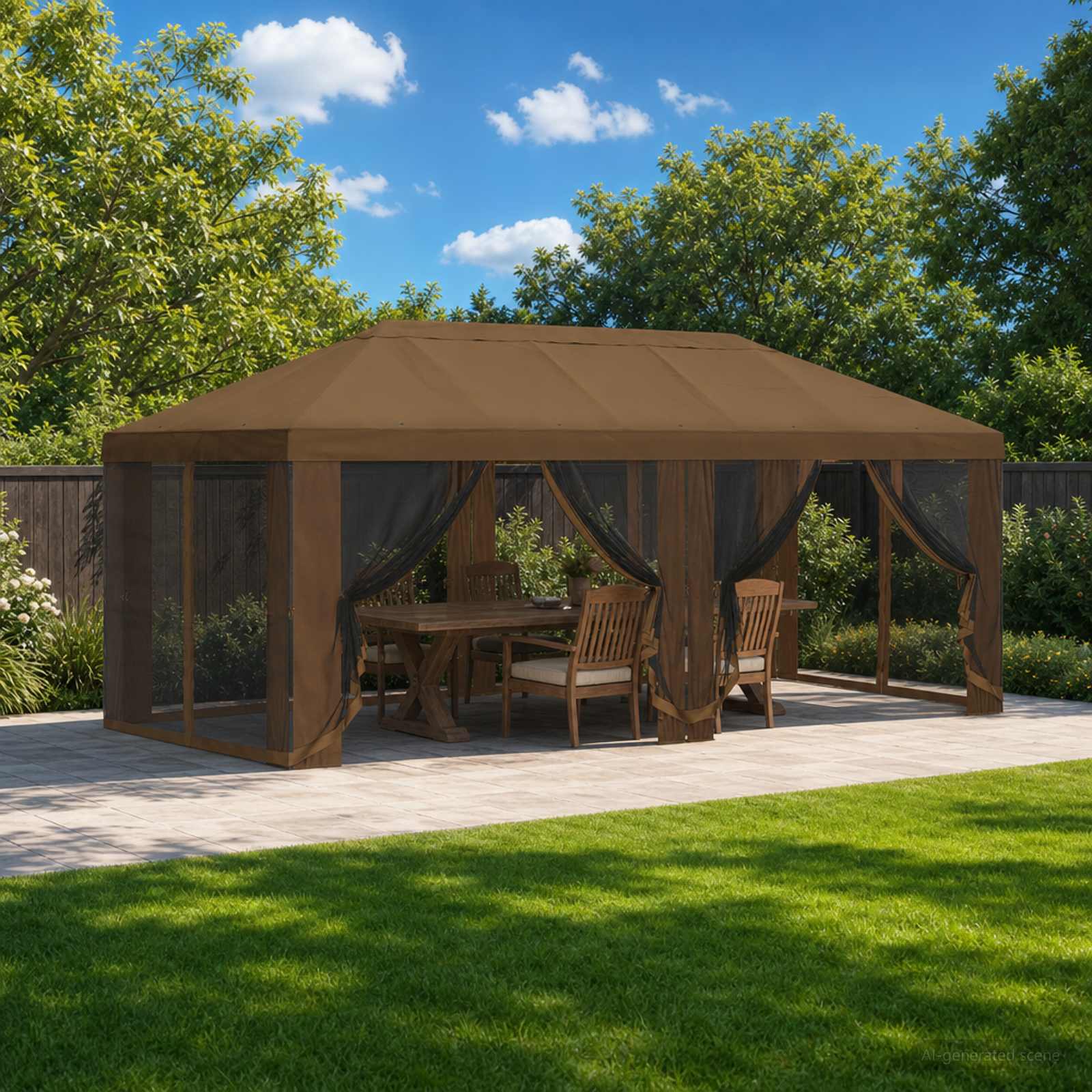 Pavėsinės dengti su šoninėmis sienelėmis 6 x 3 m Taupe