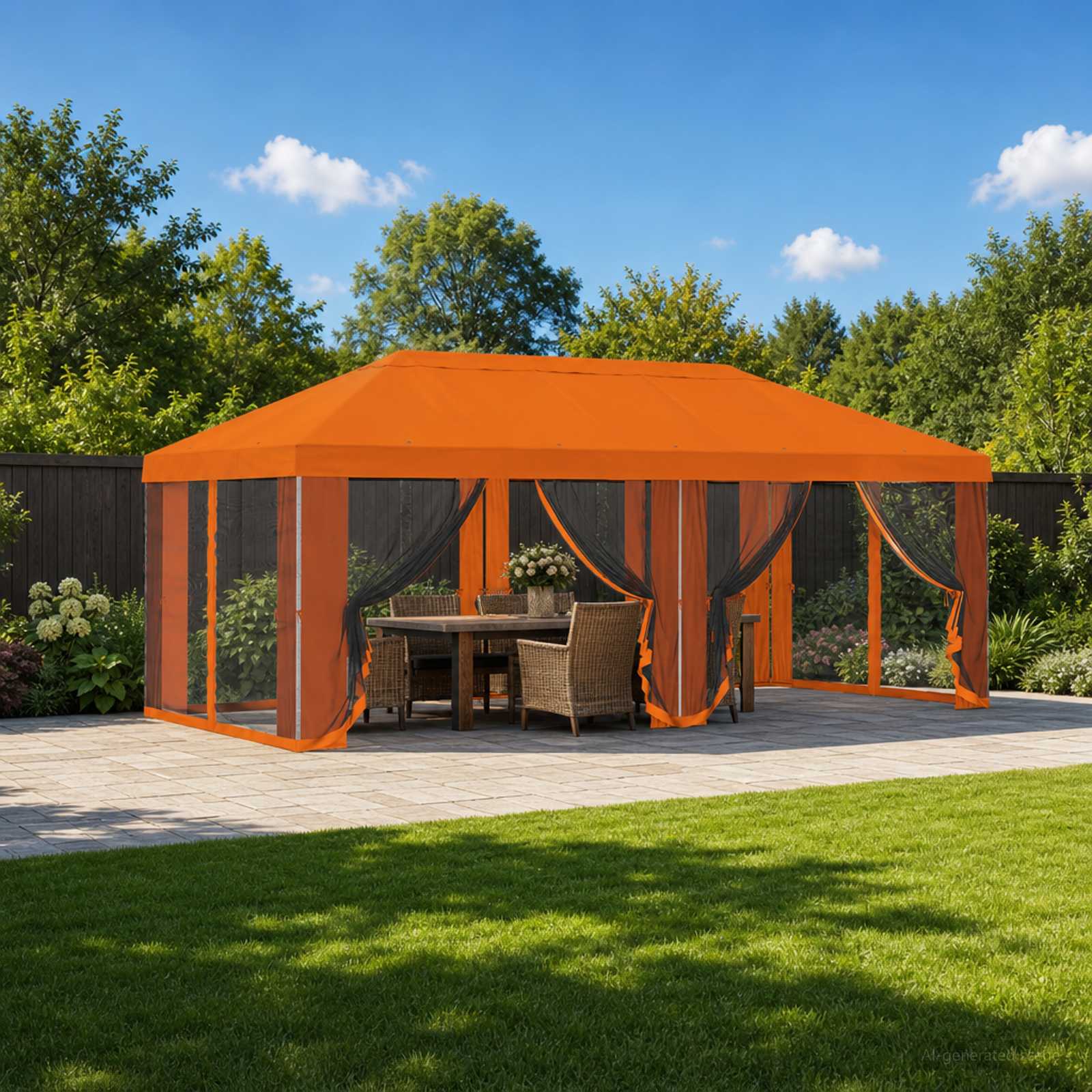 Pavėsinės dengti su šoninėmis sienelėmis 6 x 3 m Oranžinė