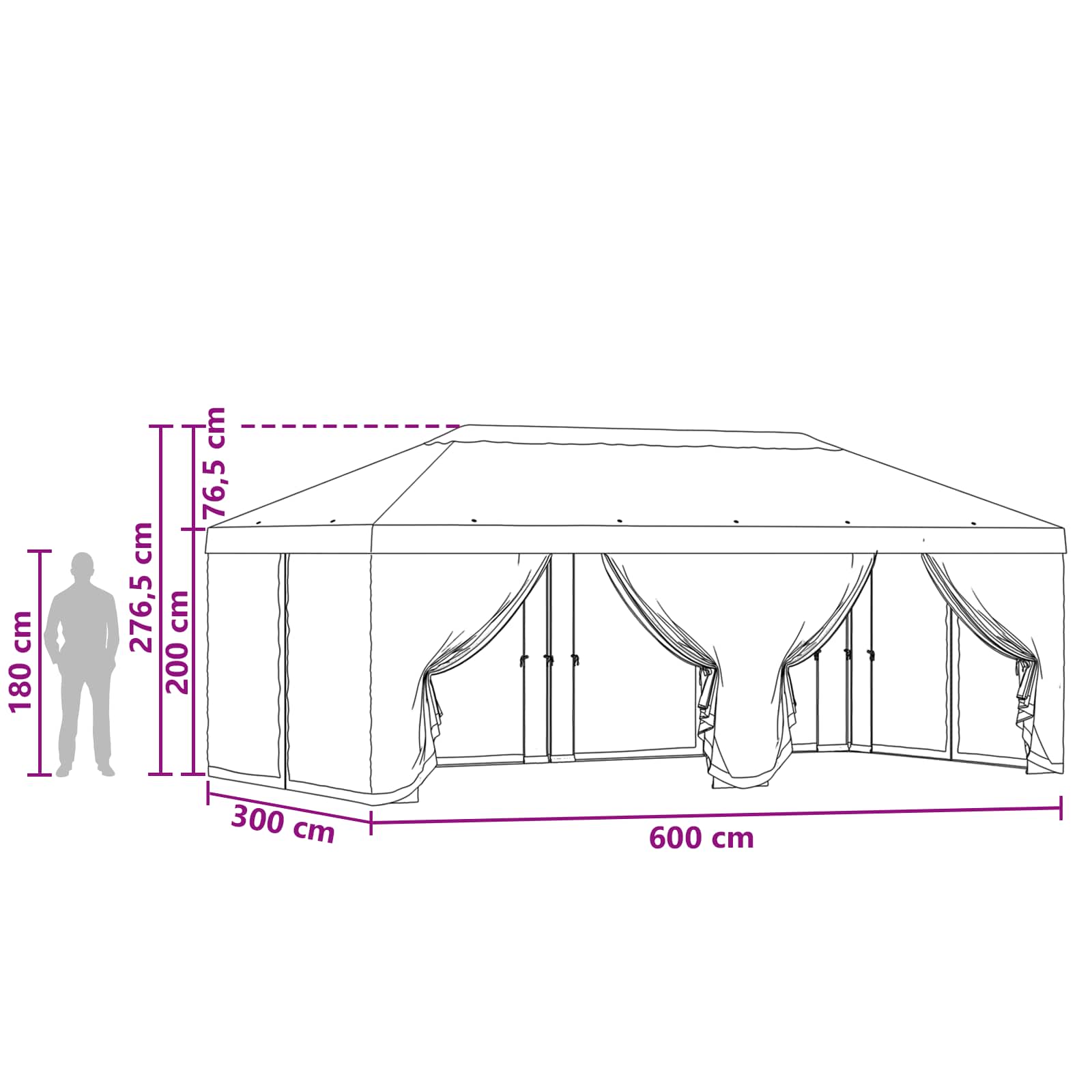 Pavėsinės dengti su šoninėmis sienelėmis 6 x 3 m Ruda