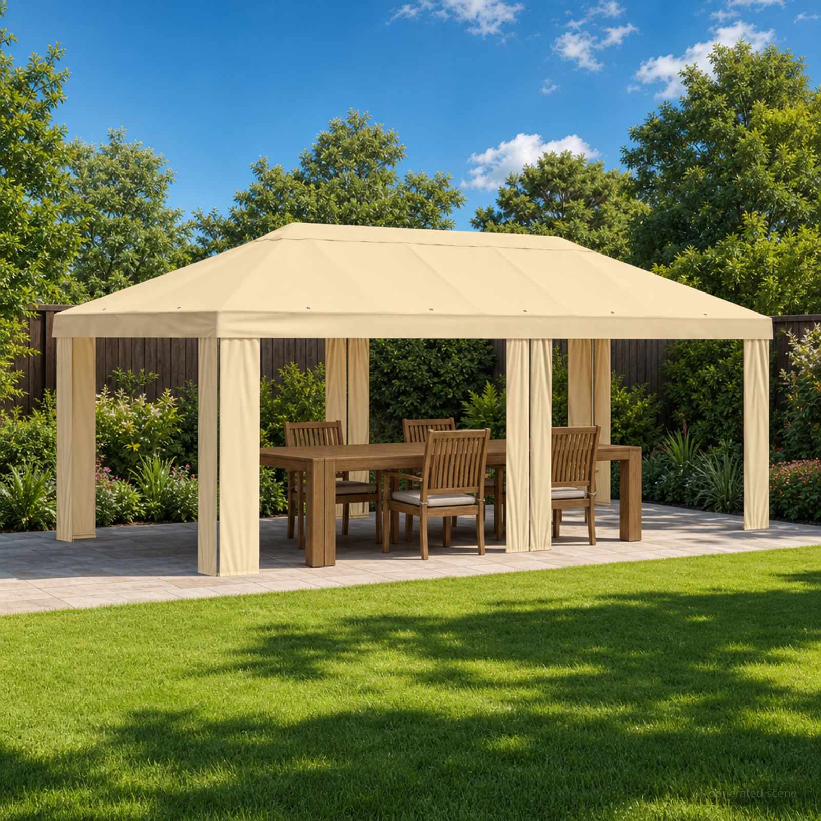 Paviljono uždanga 6 x 3 m Kreminė Poliesteris 190 gsm