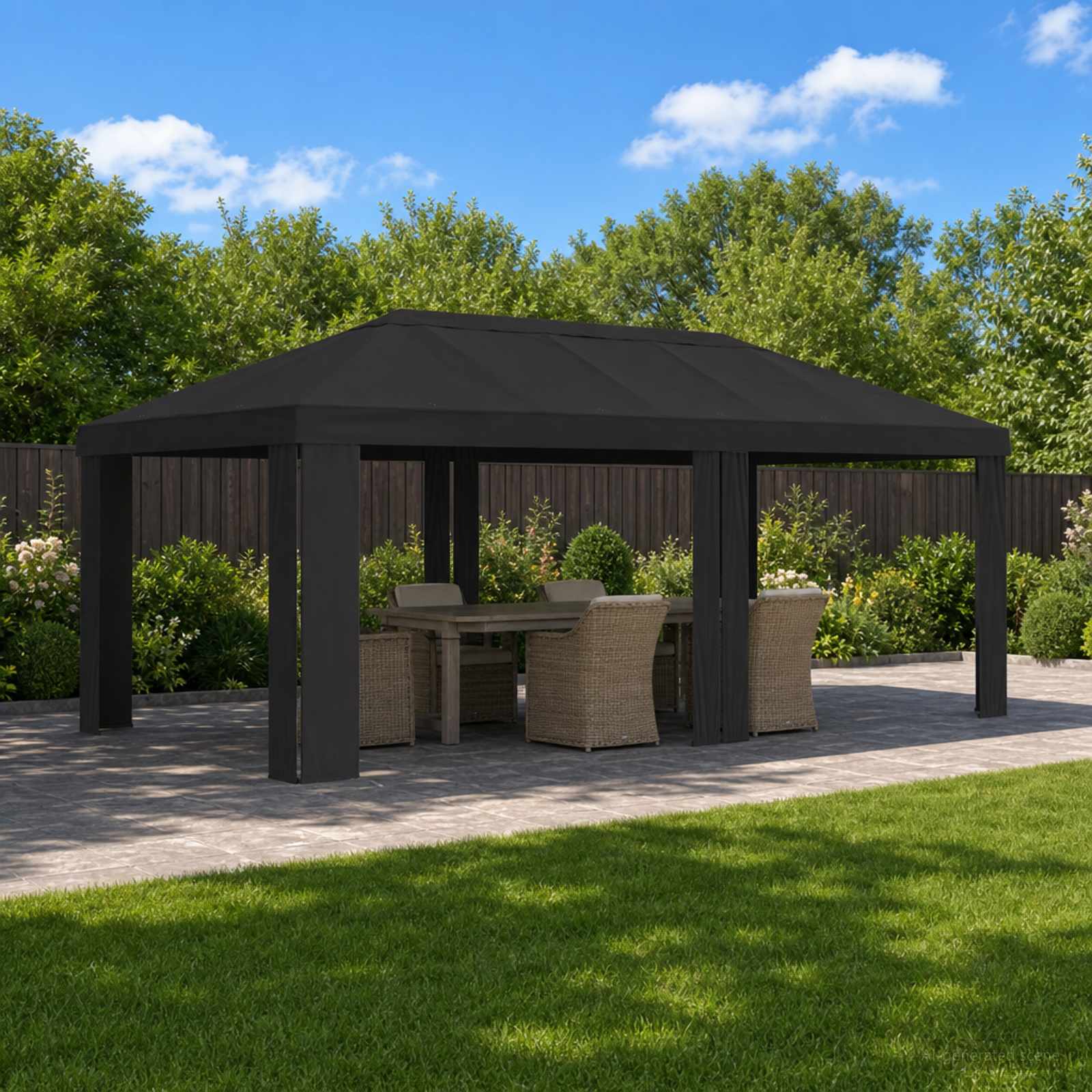 Paviljono uždanga 6 x 3 m Antracito Poliesteris 190 gsm