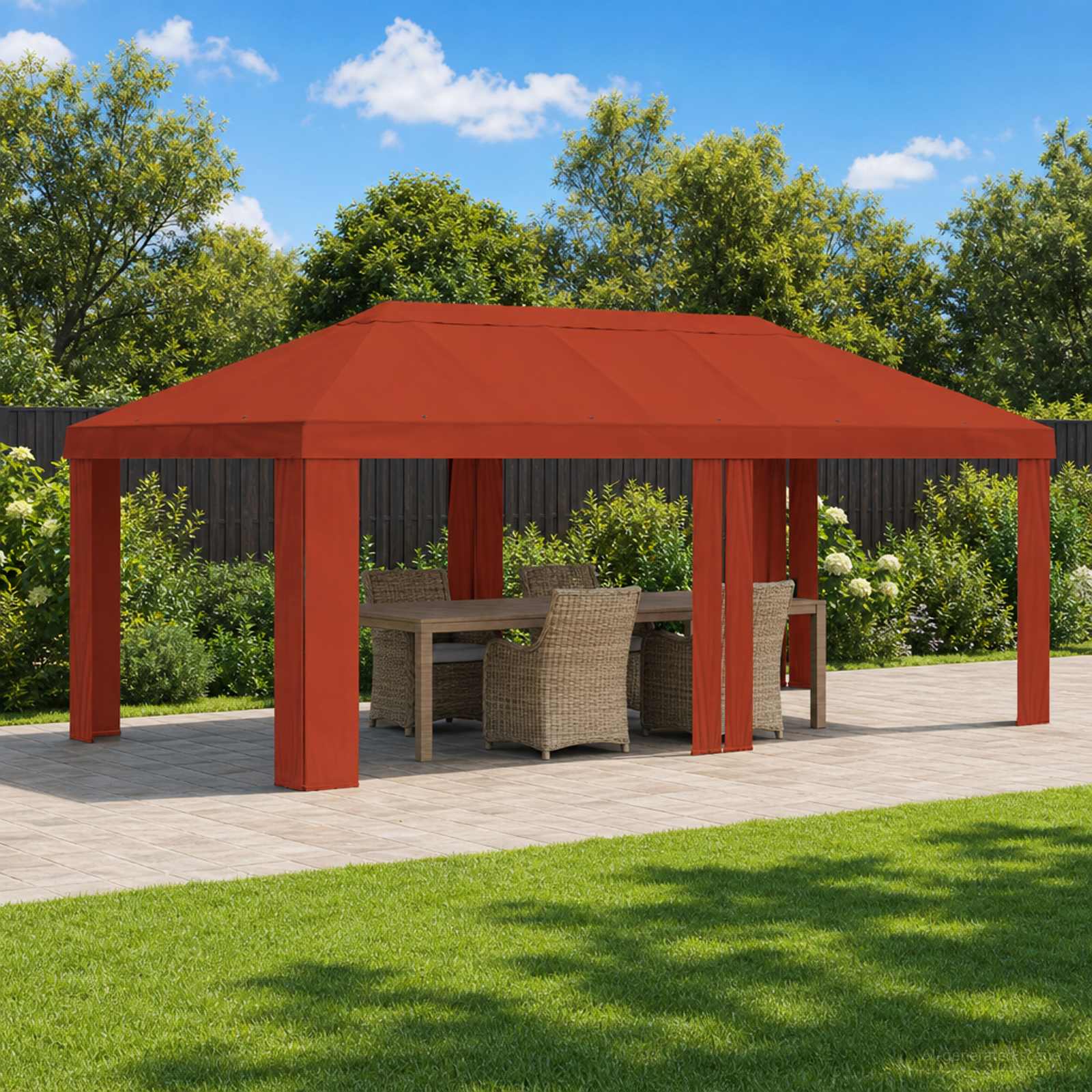 Paviljono uždanga 6 x 3 m Terakotos Poliesteris 190 gsm