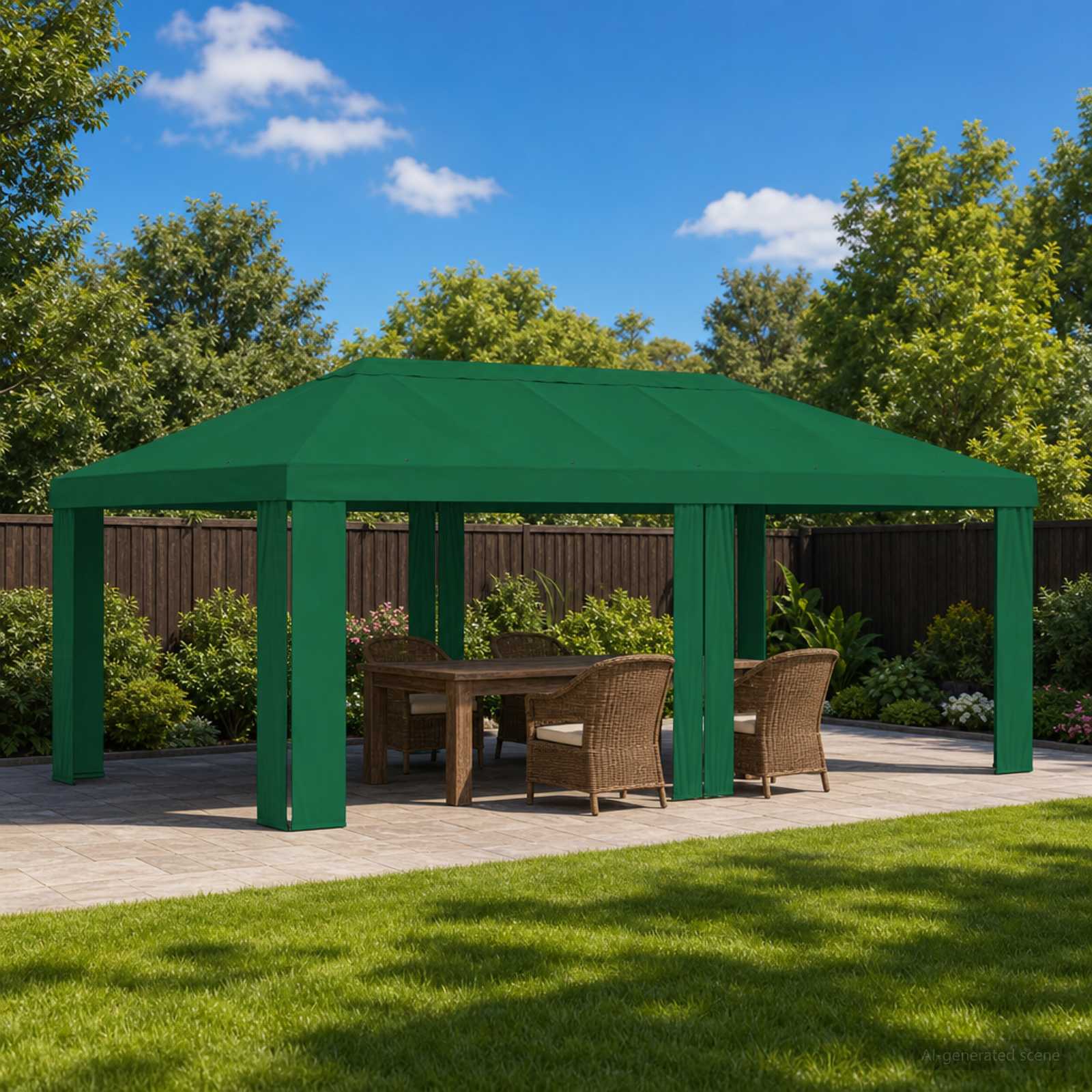 Paviljono uždanga 6 x 3 m Žalia Poliesteris 190 gsm