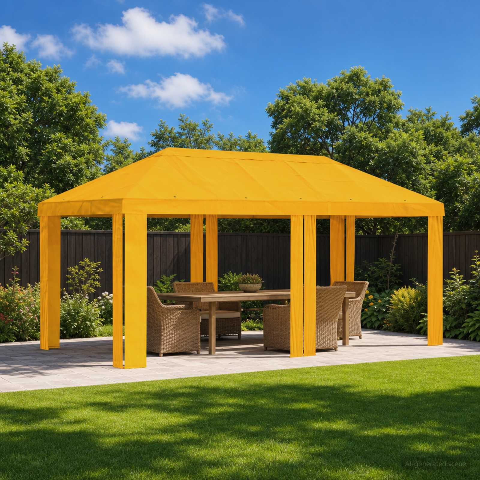 Paviljono uždanga 6 x 3 m Geltona Poliesteris 190 gsm