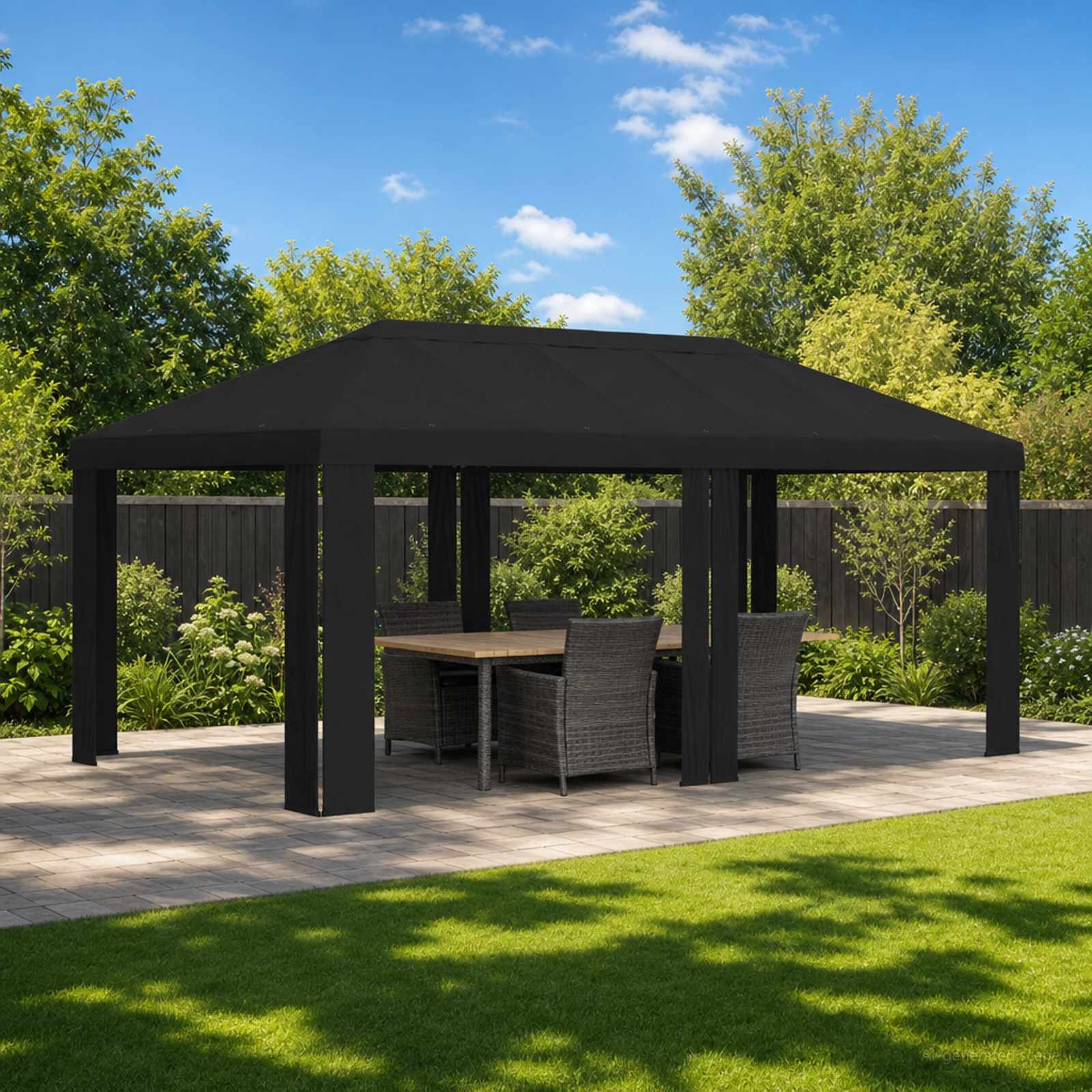 Paviljono uždanga 6 x 3 m Juoda Poliesteris 190 gsm