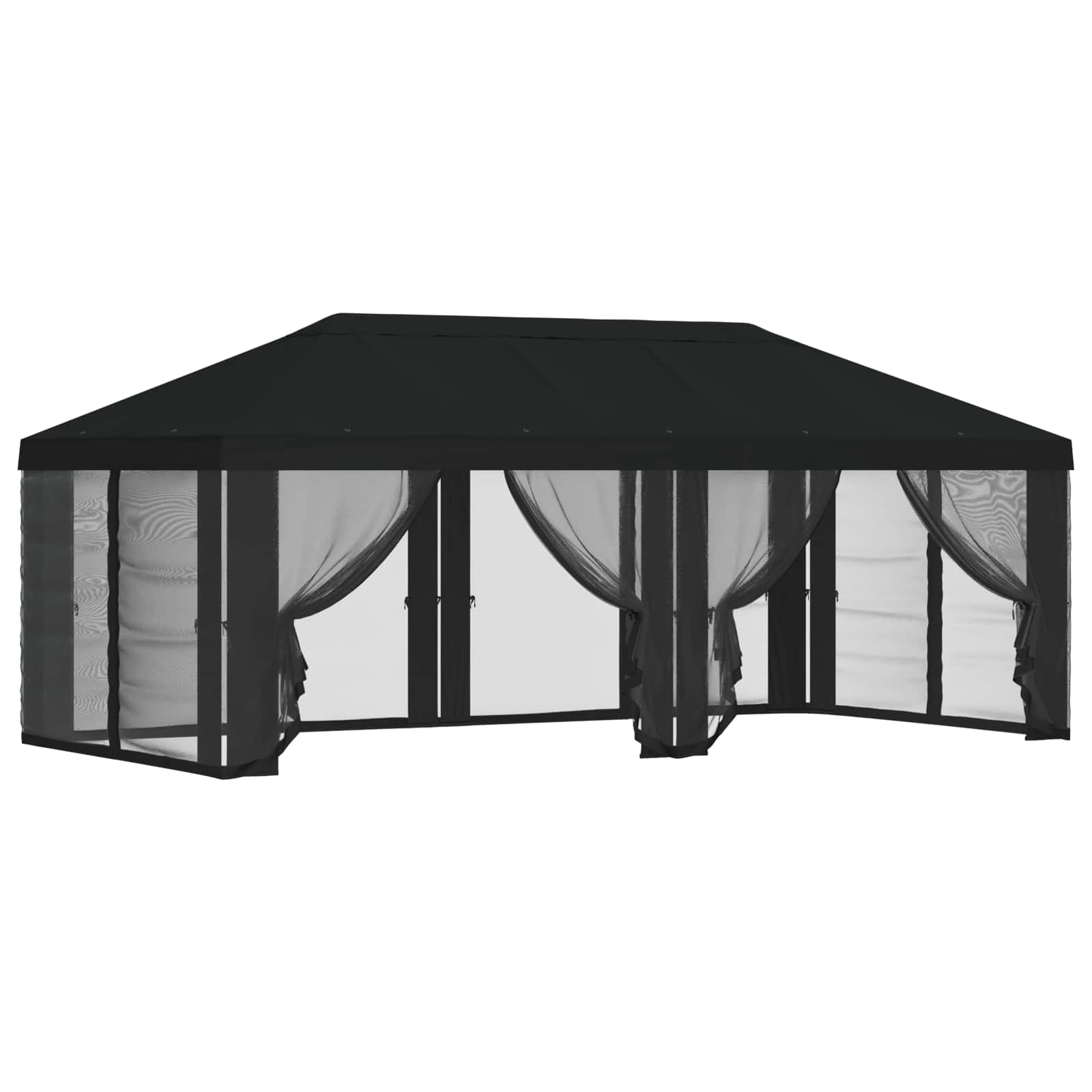 Pavėsinės dengti su šoninėmis sienelėmis Juoda 600,5 x 300,5 cm