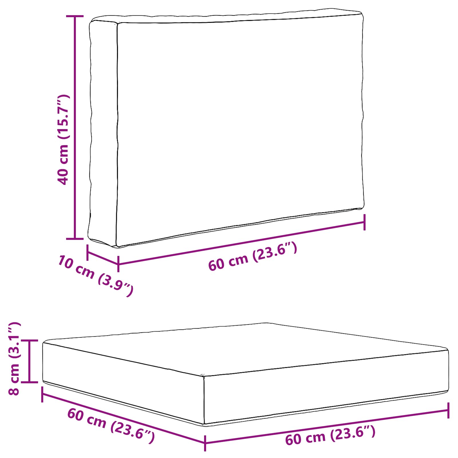 Lauko sofa pagalvėlė 2 pcs Rožinė Poliesteris