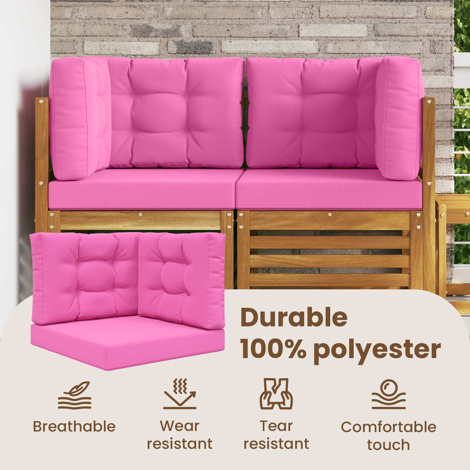 Lauko sofa pagalvėlė 3 pcs Rožinė Poliesteris