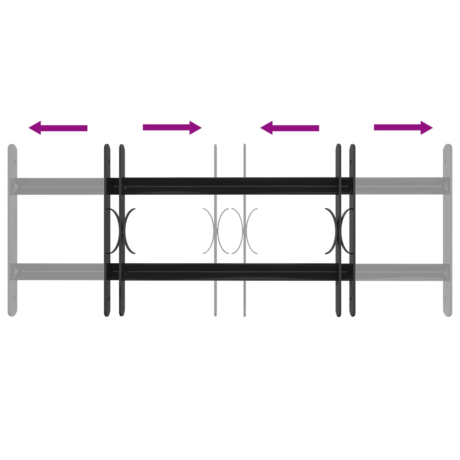 Logu restes 76 x 30 cm Pulverkrāsots tērauds Melns
