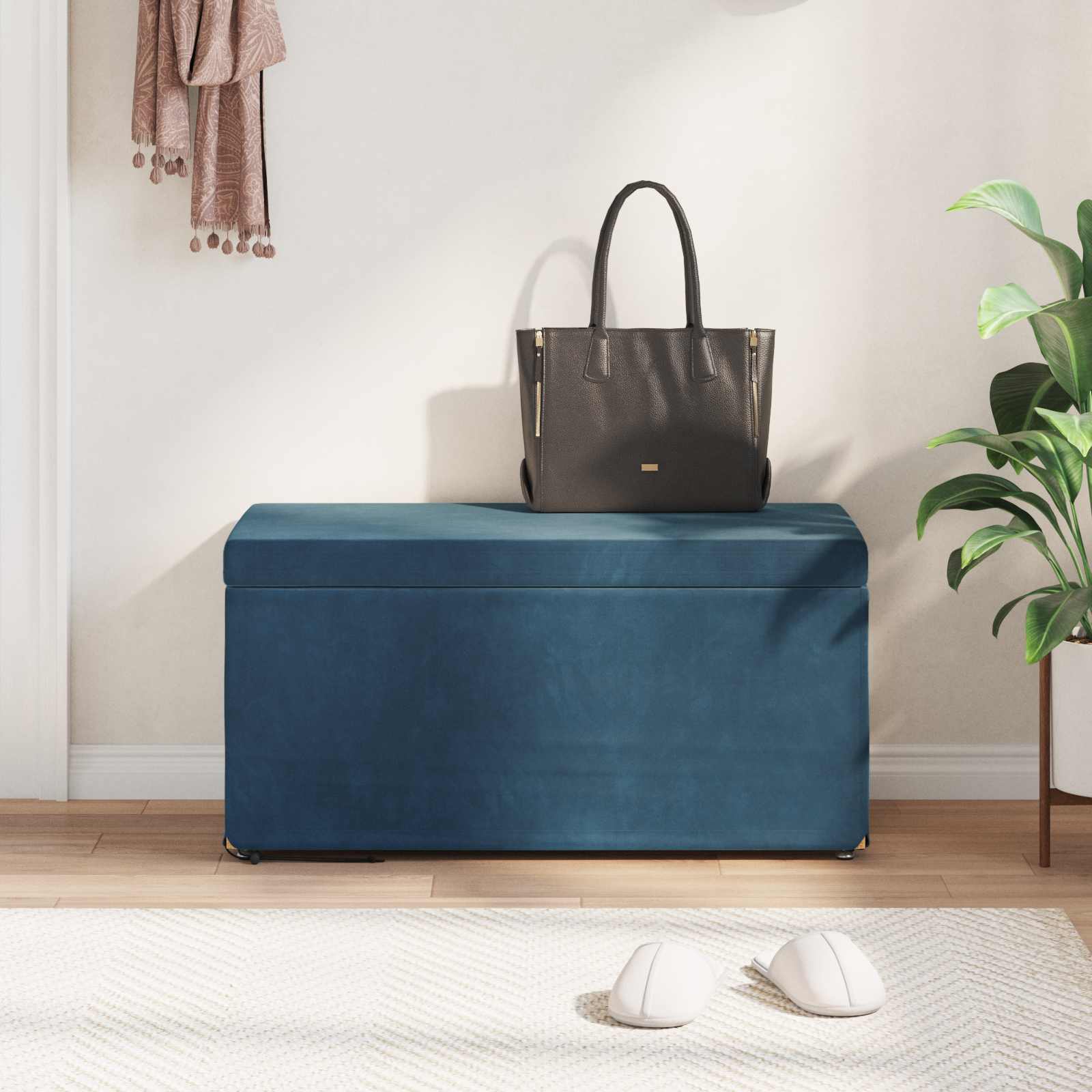Swing Blue 81 x 41 x 40 cm Velvet and Engineered Wood