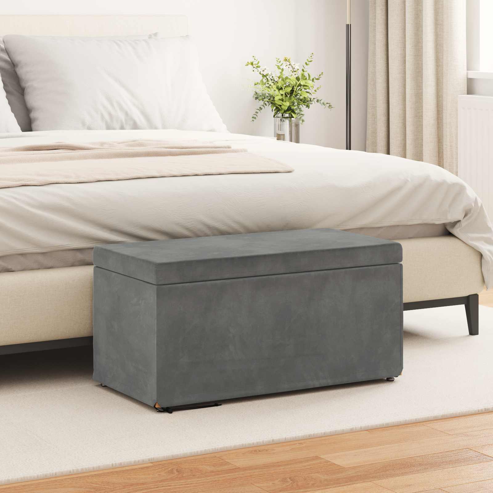 Swing Dark Grey Velvet and Engineered Wood