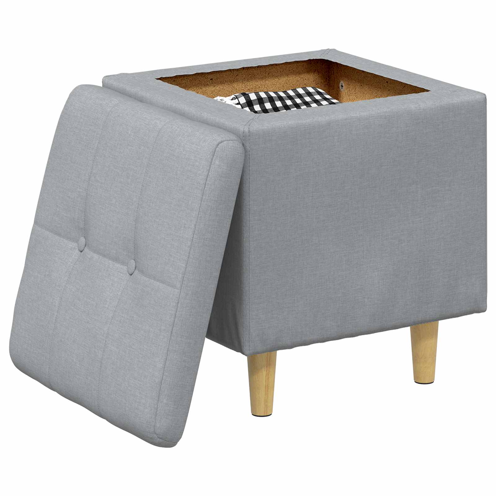 Ottoman with storage Light gray 40 x 40 x 45 cm fabric