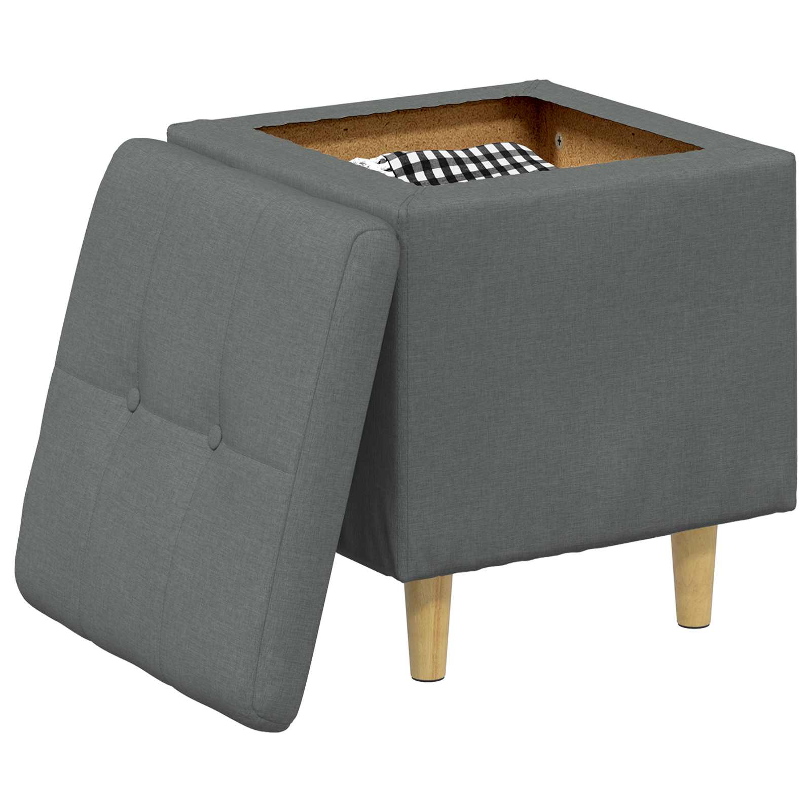 Storage Ottoman Dark grey 40 x 40 x 45 cm fabric