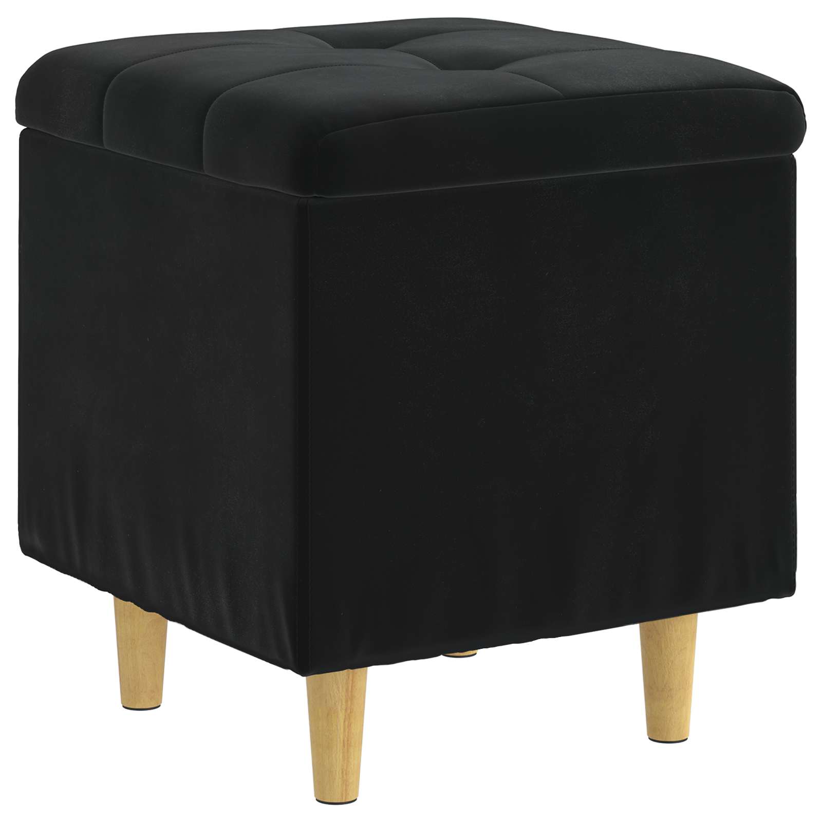 Otomans ar uzglabāšanas vietu un spilvenu Melns 40 x 40 x 45 cm Samts