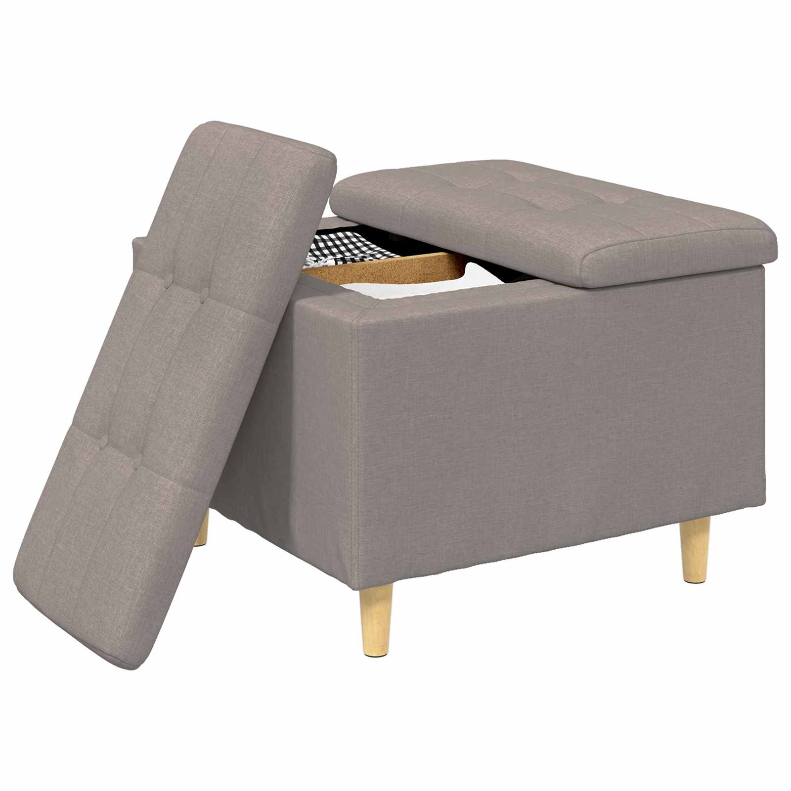Storage ottoman with cushion Taupe 60 x 60 x 45 cm fabric