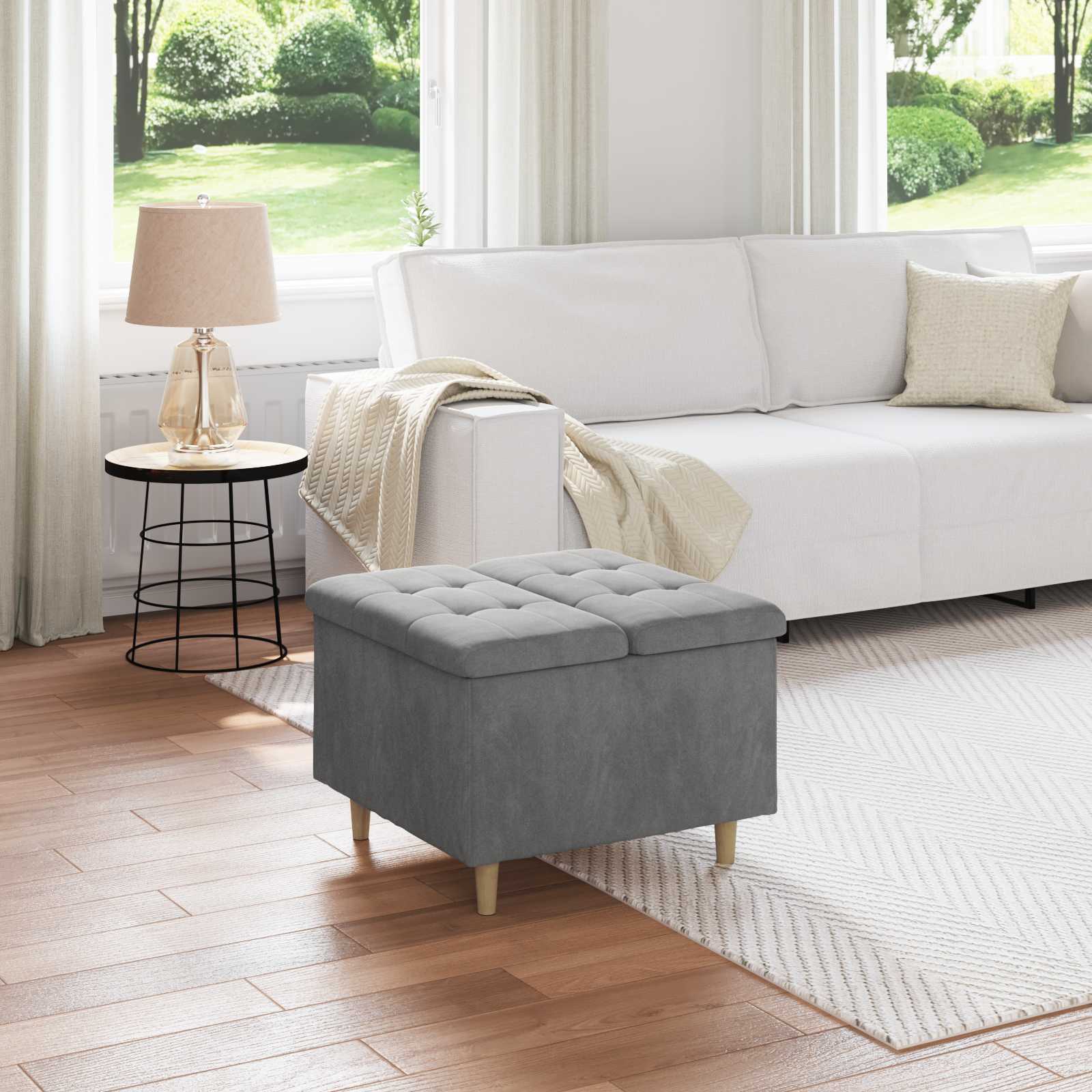 Laikymo osmanas Tamsiai pilka 60 x 60 x 45 cm Aksomas