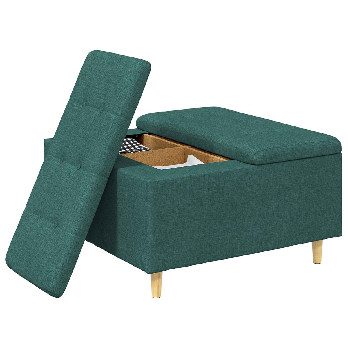 Otmana su saugykla Tamsiai žalia 80 x 80 x 45 cm audinys