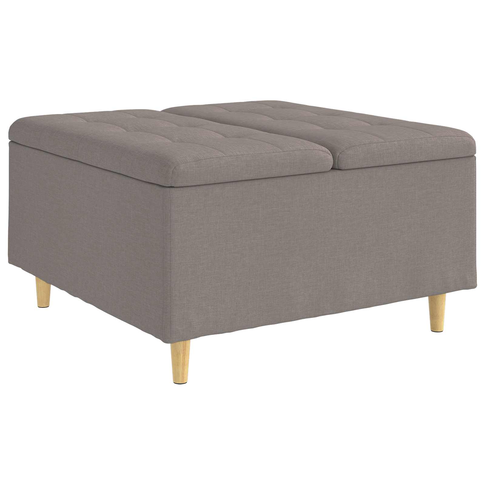 Mygtuko taburetė su pagalve Taupe 80 x 80 x 45 cm audinys