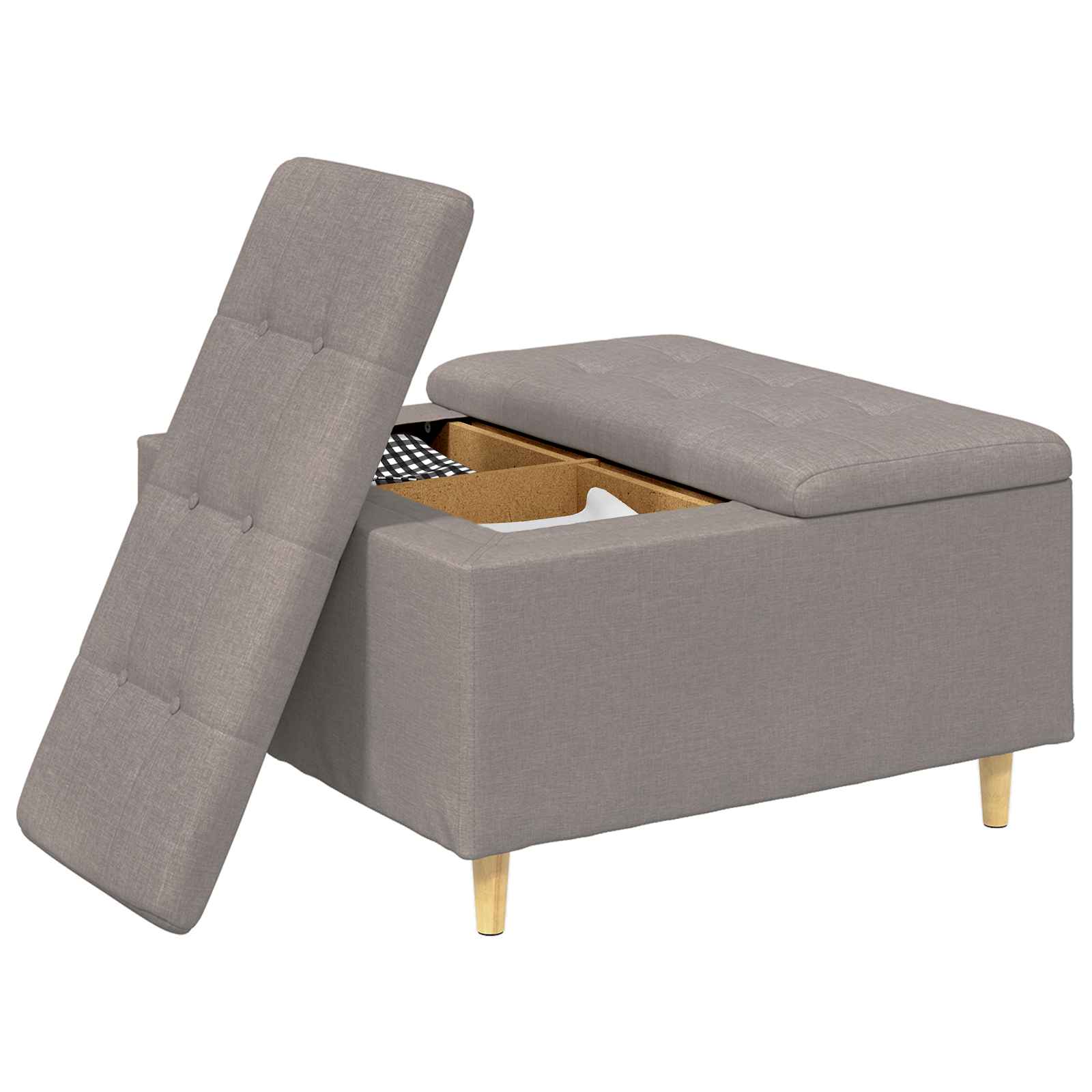 Mygtuko taburetė su pagalve Taupe 80 x 80 x 45 cm audinys