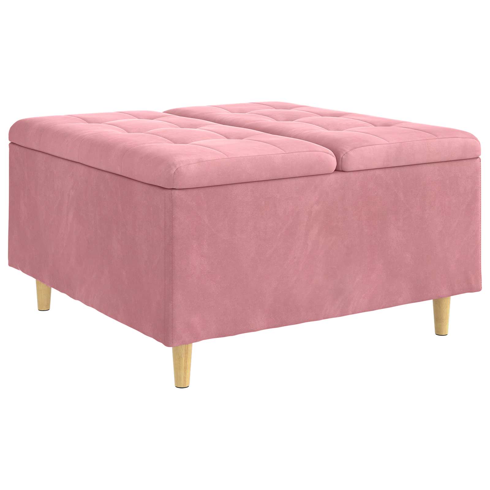 Button Ottoman with Cushion Pink 80 x 80 x 45 cm Velvet