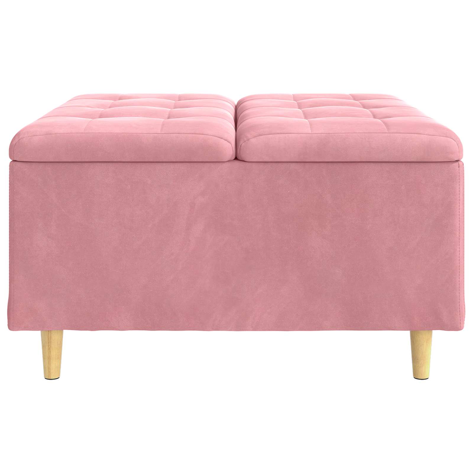 Button Ottoman with Cushion Pink 80 x 80 x 45 cm Velvet