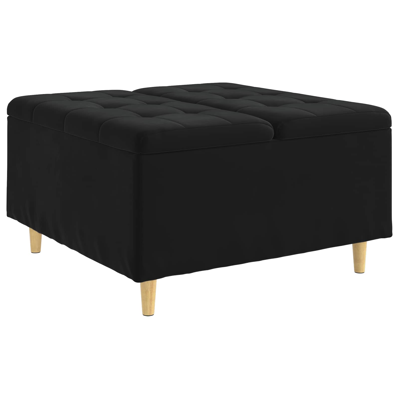 Pufpodziņš ar spilvenu Melns 80 x 80 x 45 cm Samts