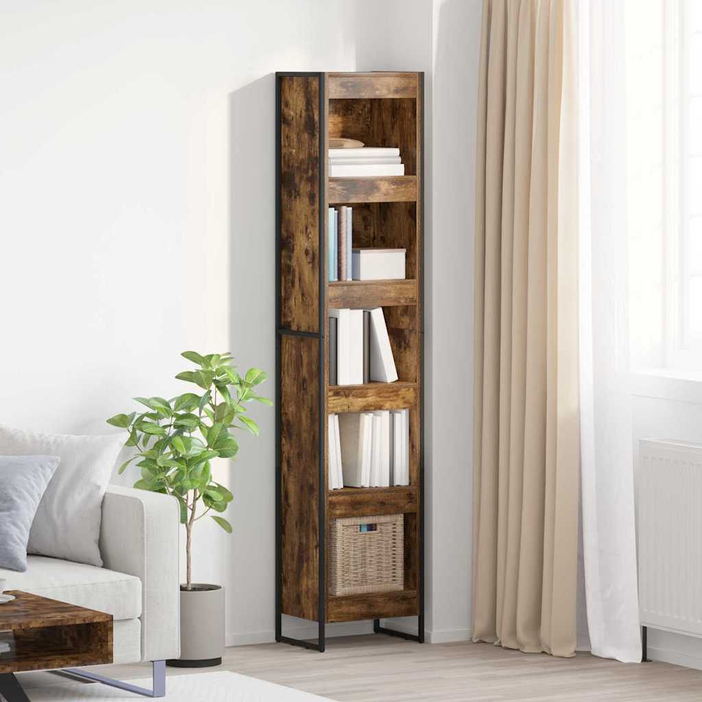 Bookcase Smoked Oak 80 x 30 x 155 cm Engineered Wood
