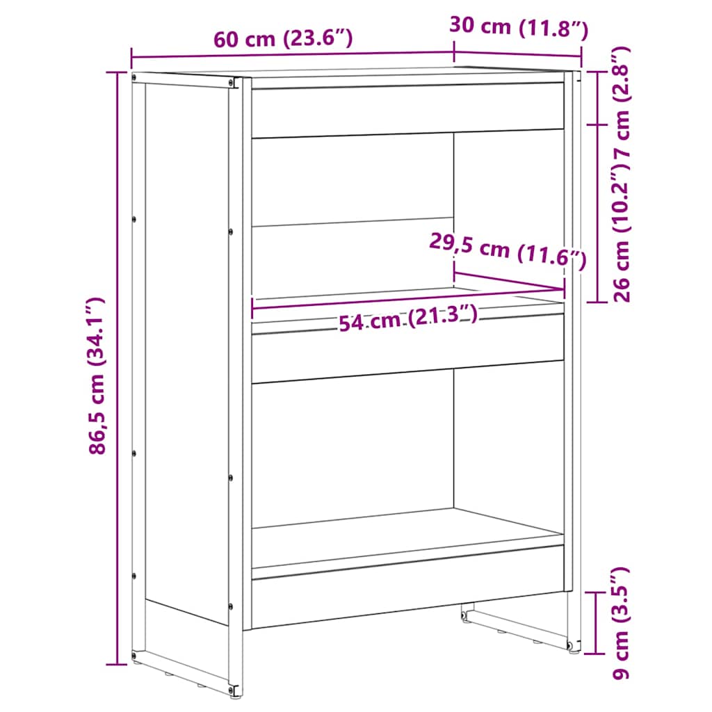 Grāmatu plaukts Pelēks Sonoma 80 x 30 x 155 cm Inženierijas koksne