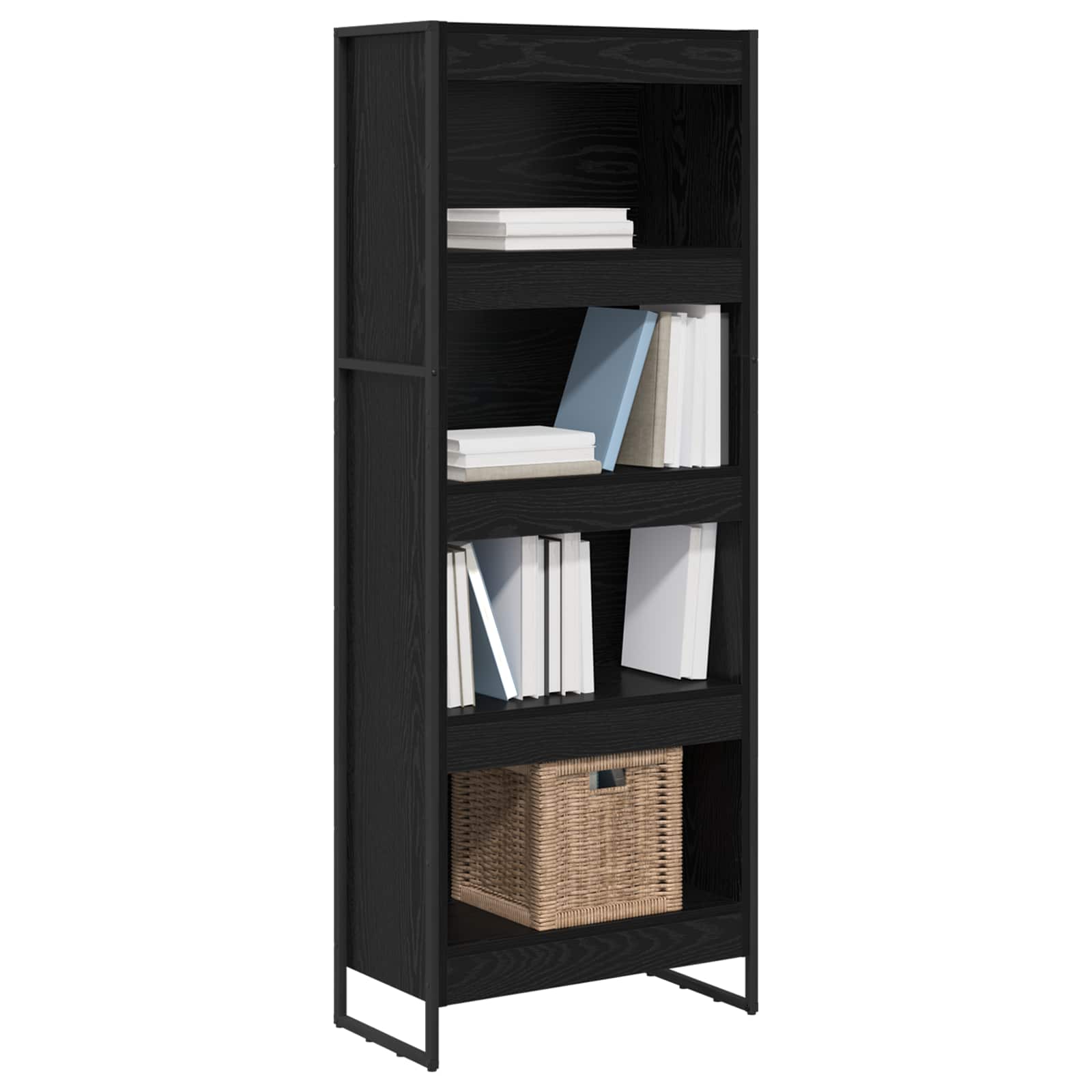Bookshelf Black oak 80 x 30 x 155 cm Engineered wood