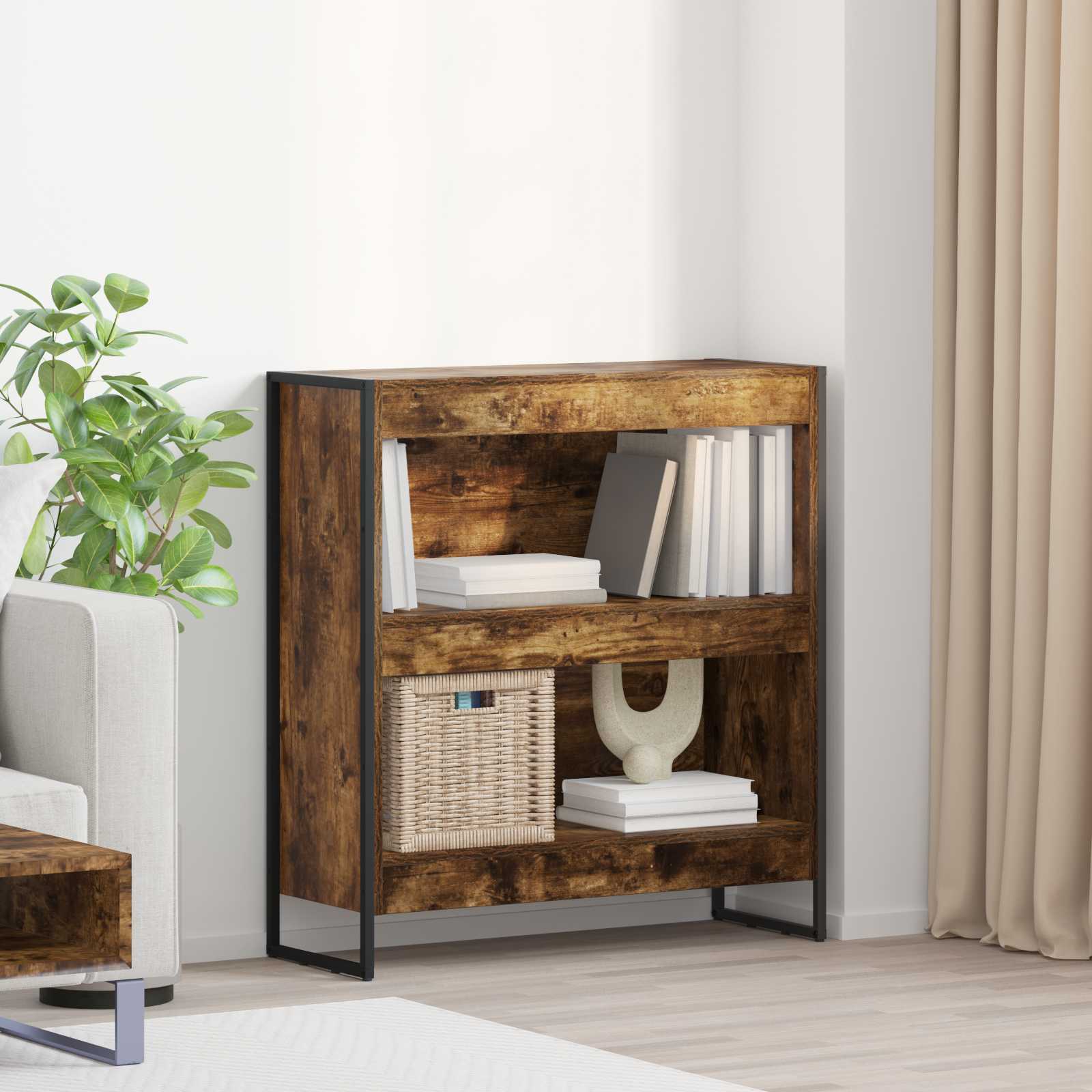Bookcase Smoked Oak 80 x 30 x 155 cm Engineered Wood
