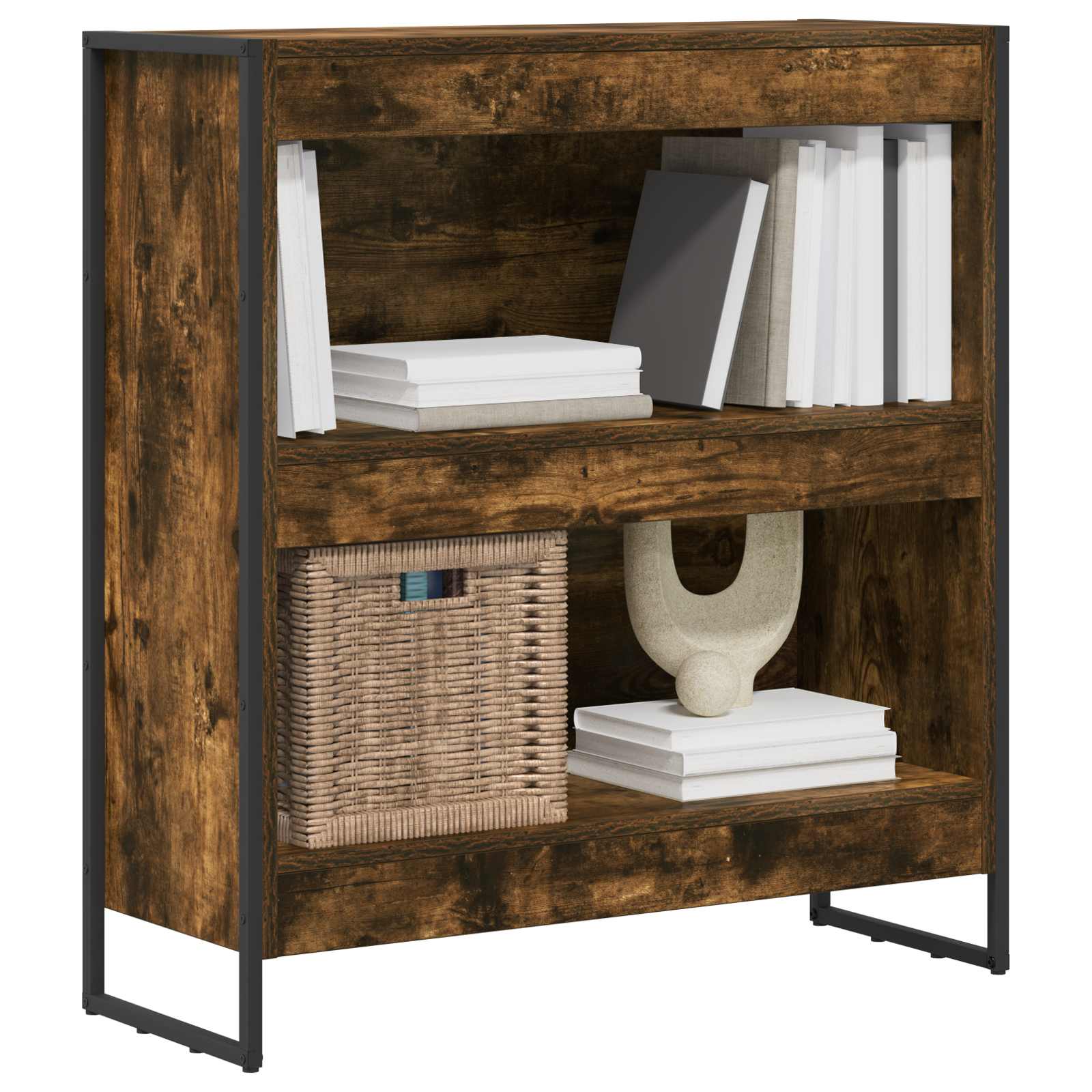 Bookcase Smoked Oak 80 x 30 x 155 cm Engineered Wood