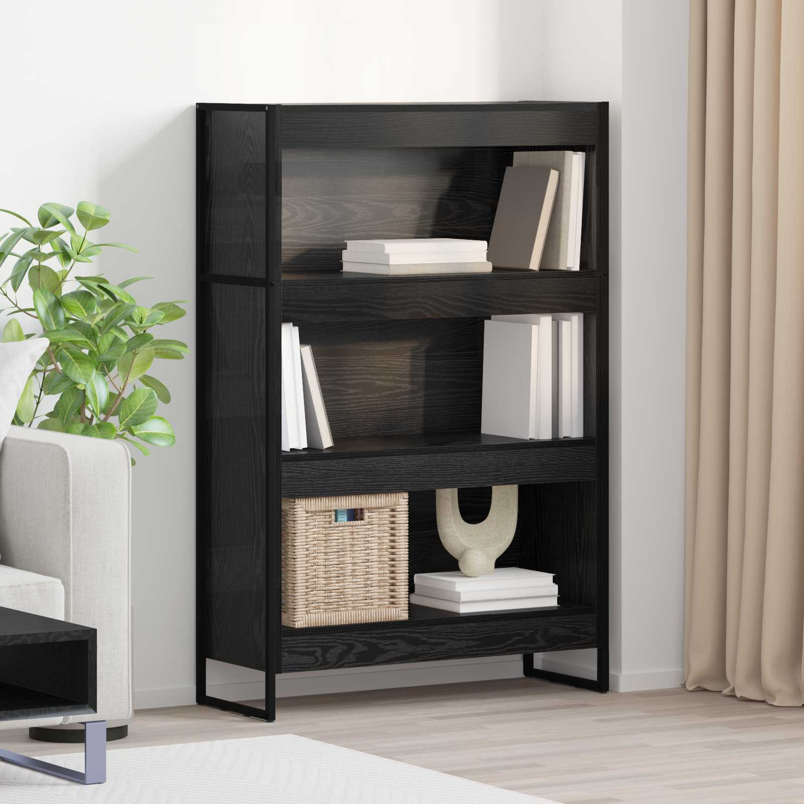 Bookshelf Black oak 80 x 30 x 155 cm Engineered wood