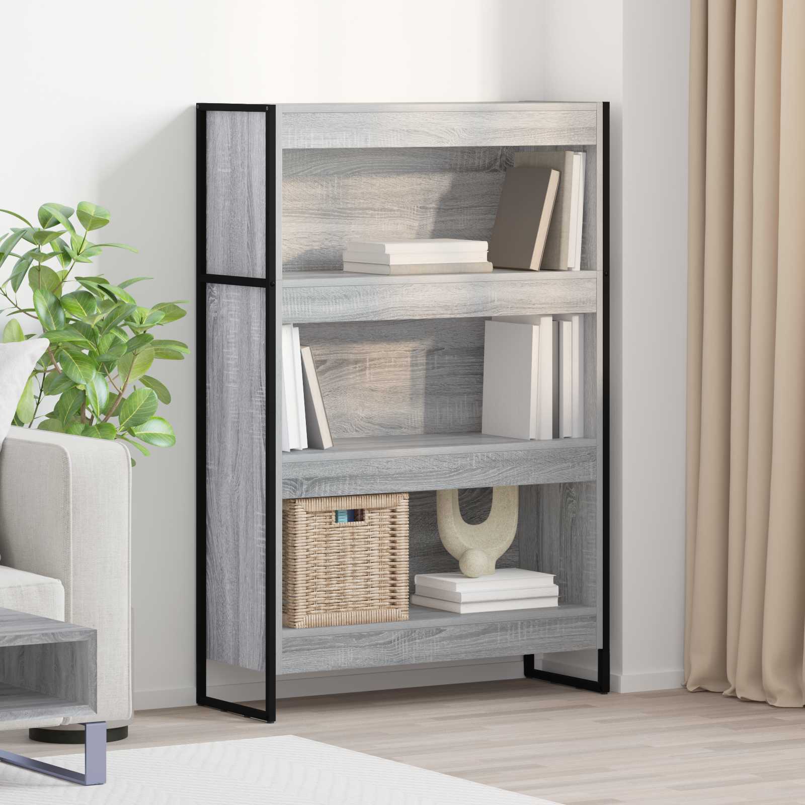 Bookcase Grey Sonoma 80 x 30 x 155 cm Engineered Wood