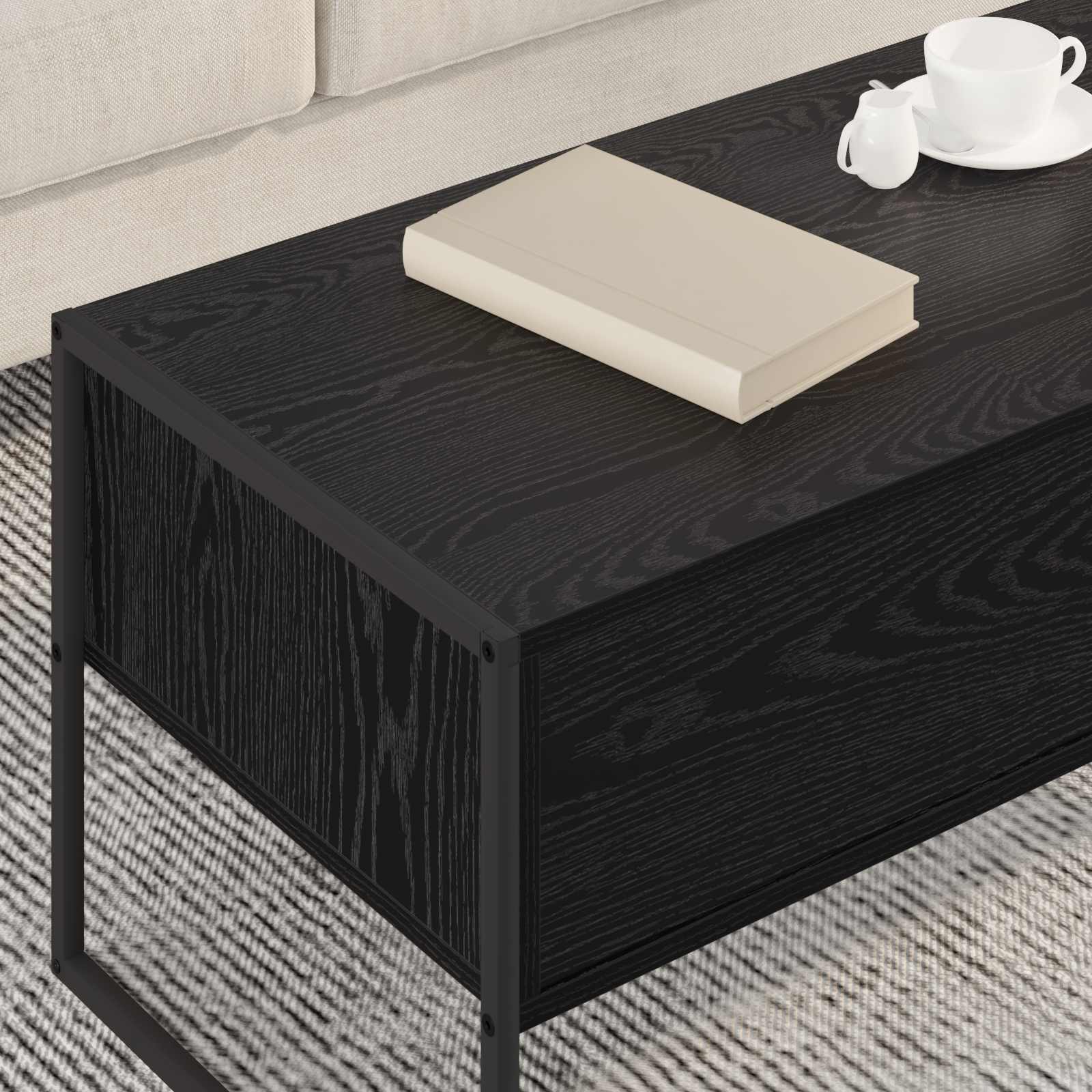 Coffee Table with Drawer Black Oak 100 x 46 x 40 cm