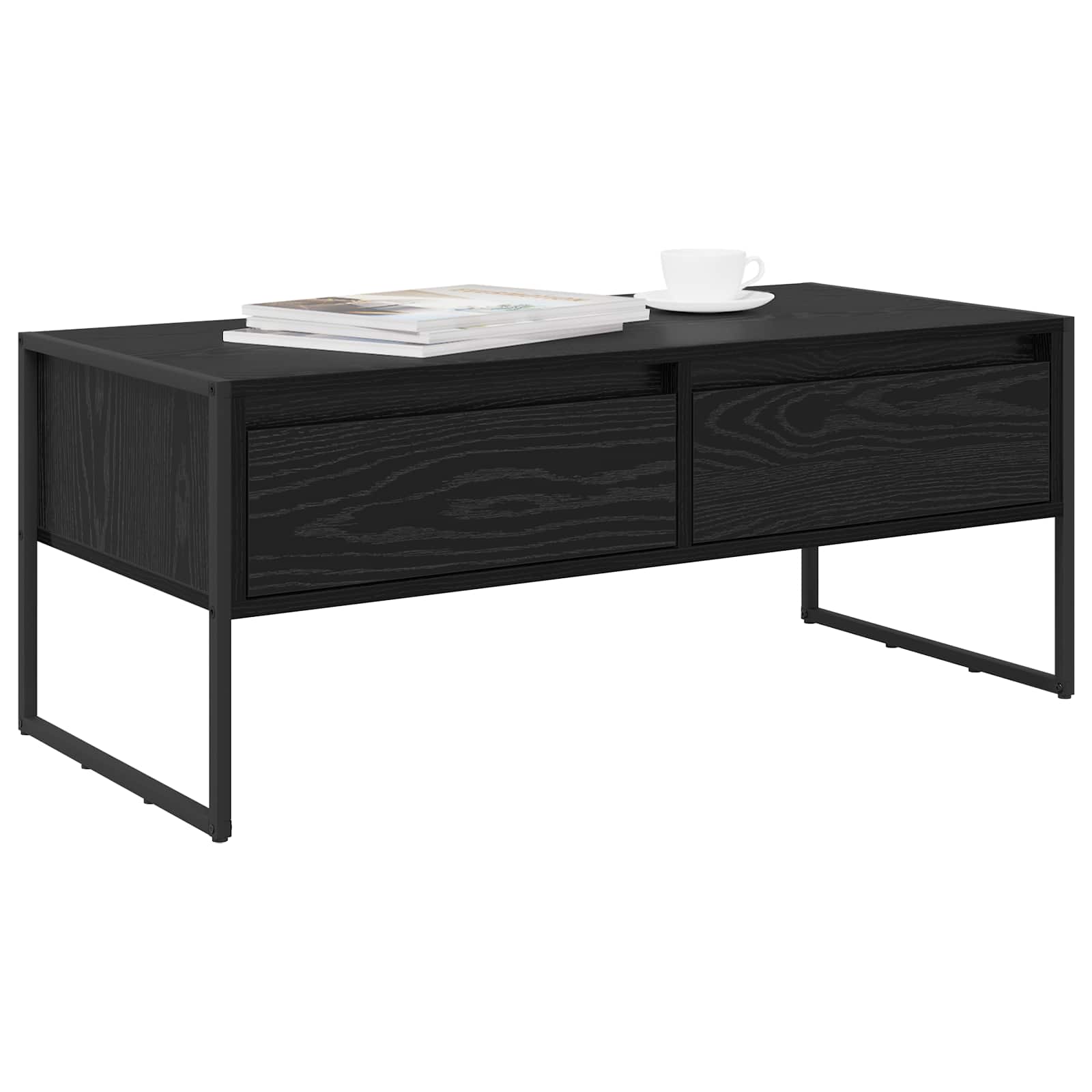Coffee Table with Drawer Black Oak 100 x 46 x 40 cm