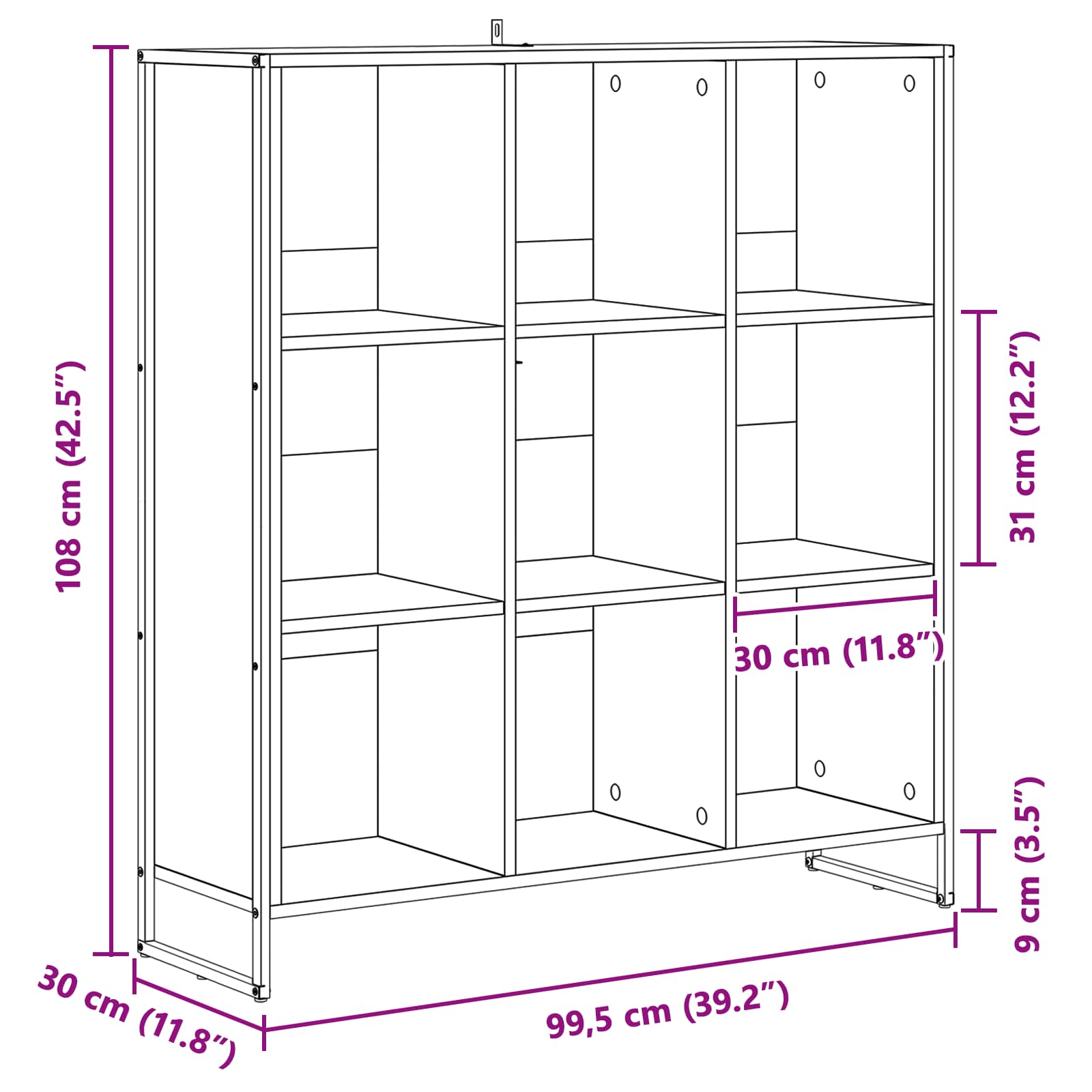Bookcase Grey Sonoma 99.5 x 30 x 108.5 cm