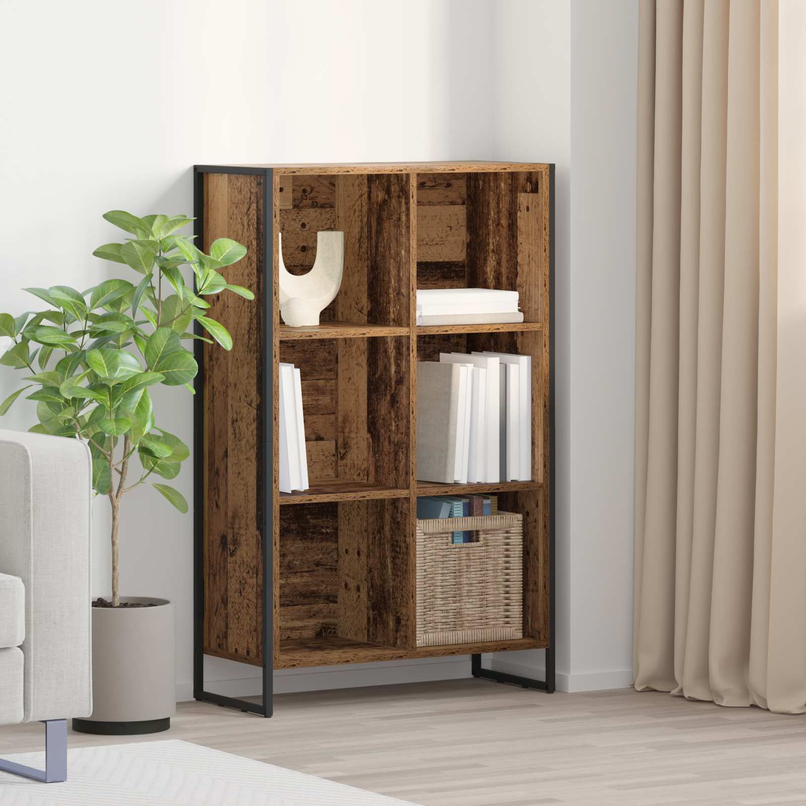Bookshelf Antique Wood 99.5 x 30 x 108.5 cm