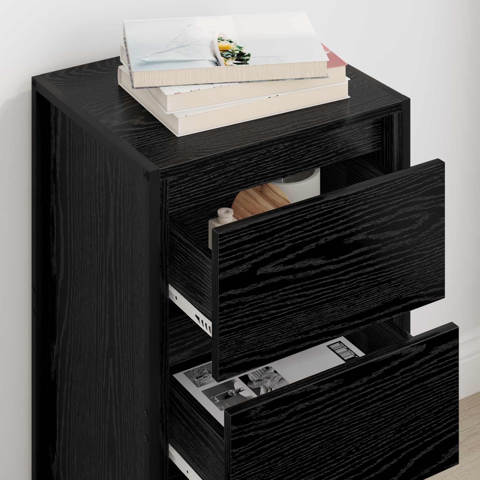 Kumode Melns ozols 42 x 36 x 75.5 cm Inženierijas koks