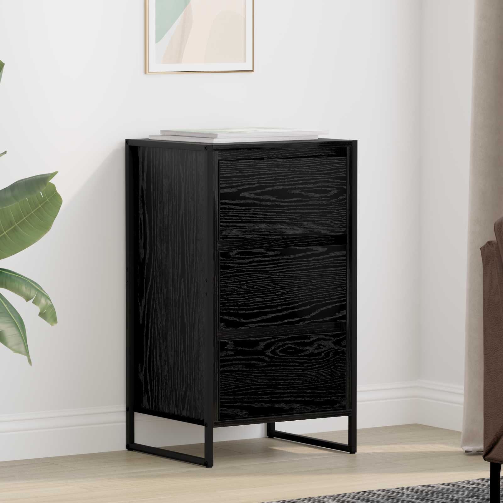 Kumode Melns ozols 42 x 36 x 75.5 cm Inženierijas koks