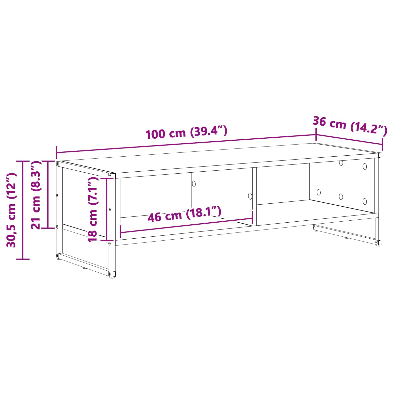 Televizoriaus spintelė Pilkas Sonoma 100 x 36.5 x 30.5 cm