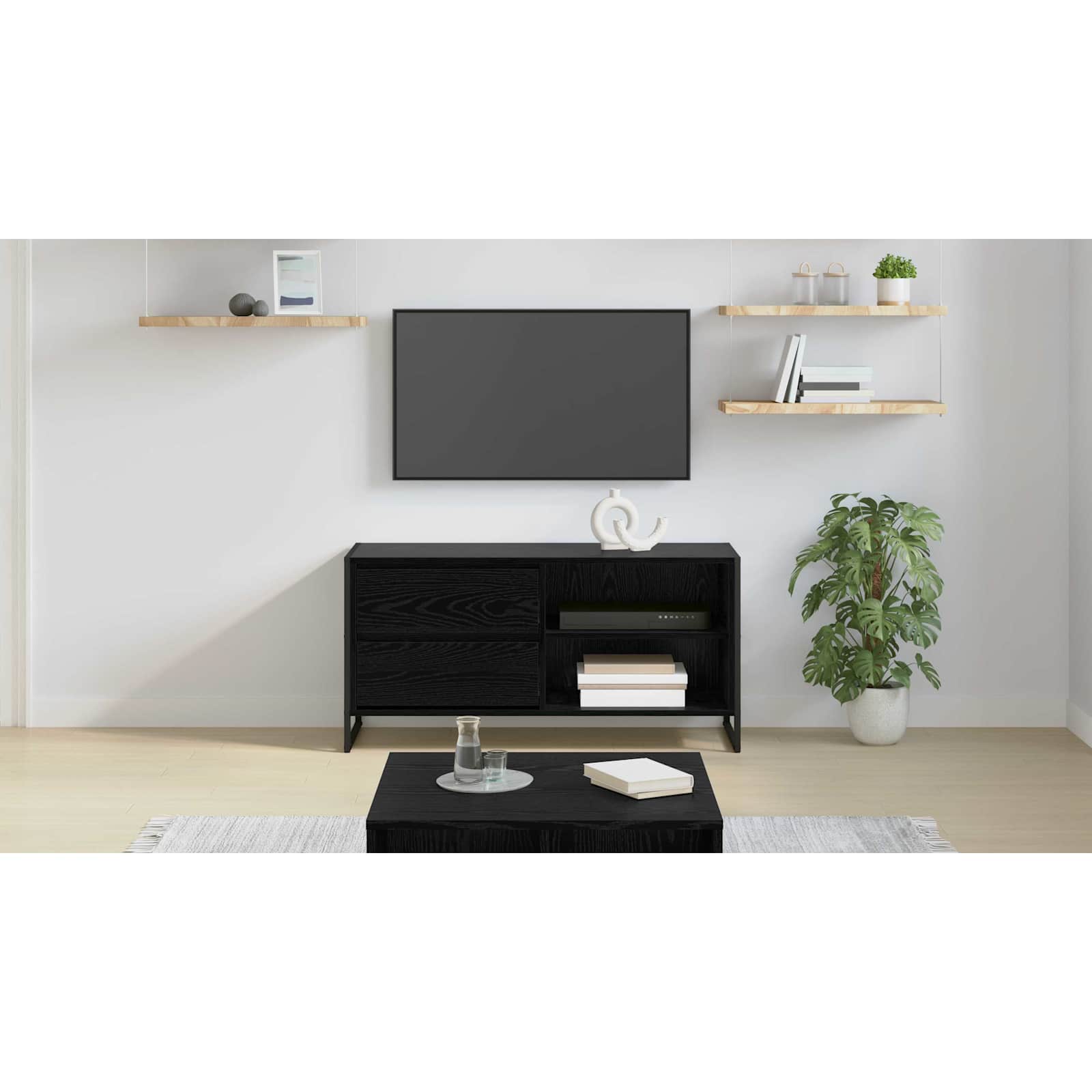 TV Cabinet Black Oak 100 x 36 x 49.5 cm