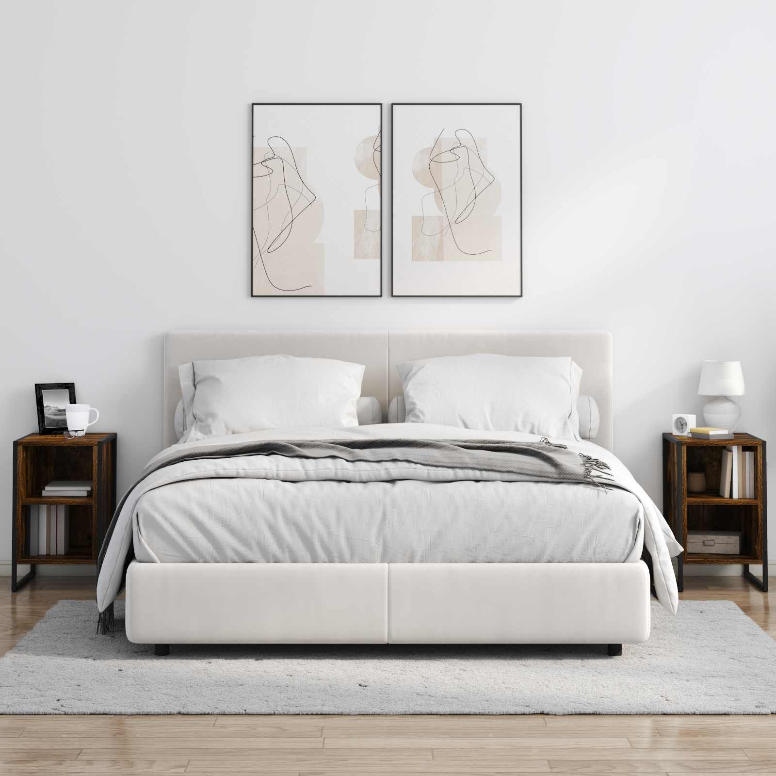 Naktinis staliukas 2 pcs Kūrenamos ąžuolo 39.5 x 30 x 50 cm