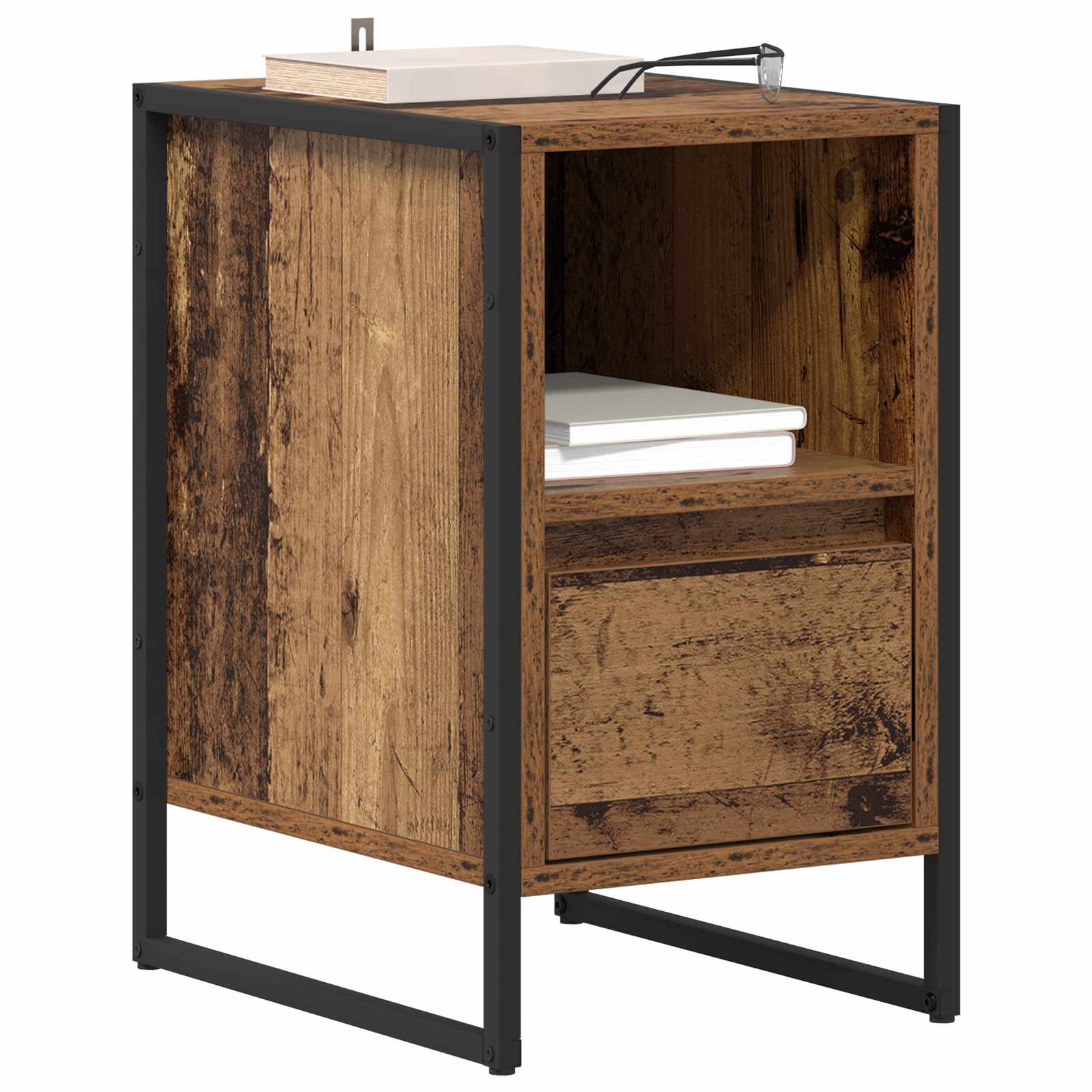 Nightstand with drawer Vintage wood 39.5 x 30 x 50 cm