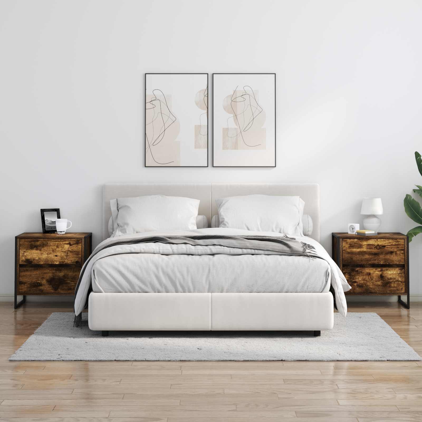 Naktinis staliukas 2 pcs Dūminis ąžuolas 50 x 39.5 x 50 cm