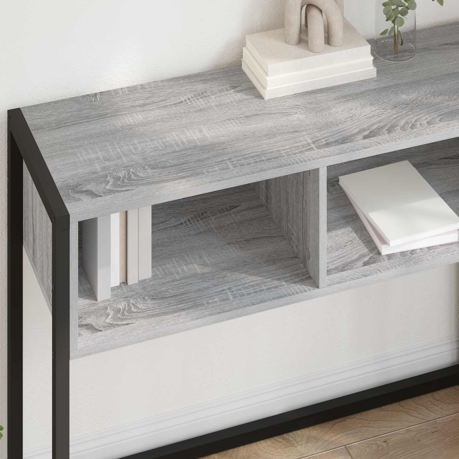 Žurnalinis staliukas su saugykla Pilkas Sonoma 100 x 36 x 75 cm